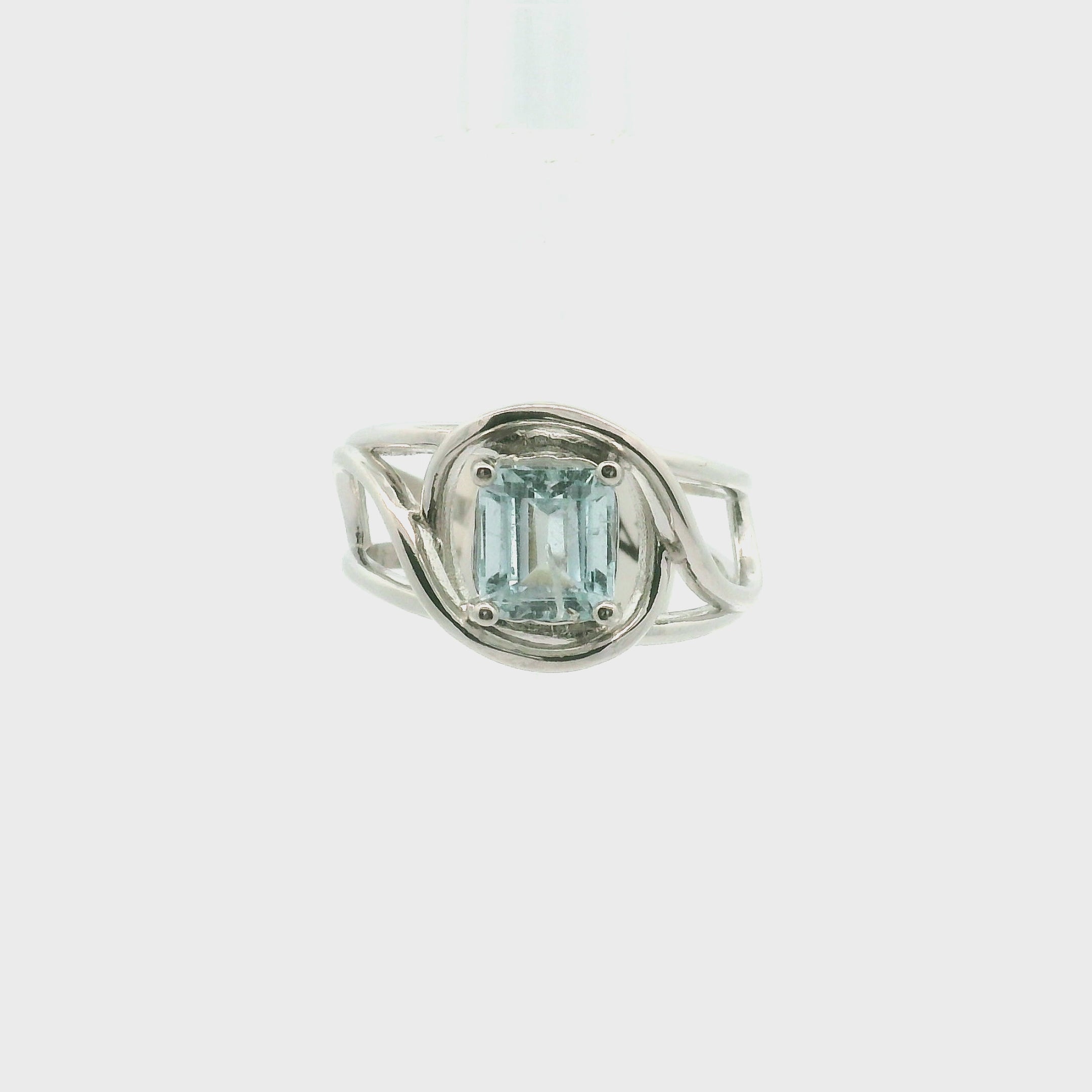 Aquamarine Faceted Cuff Ring .925 Silver for Peace and Calm