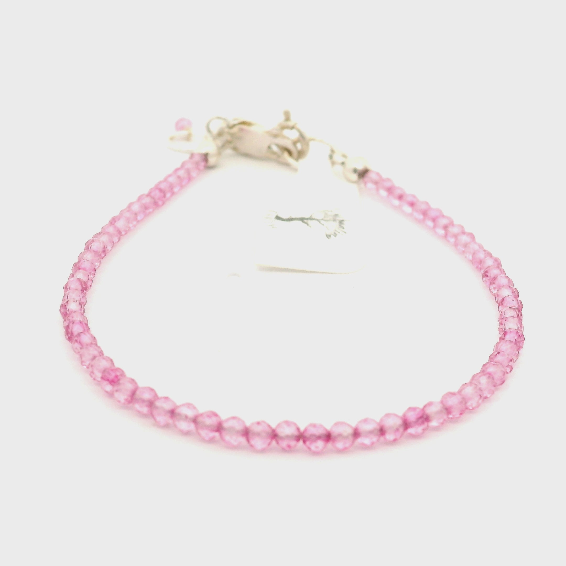Pink Topaz Micro Faceted Bracelet 925 Silver for Compassion and Relaxation