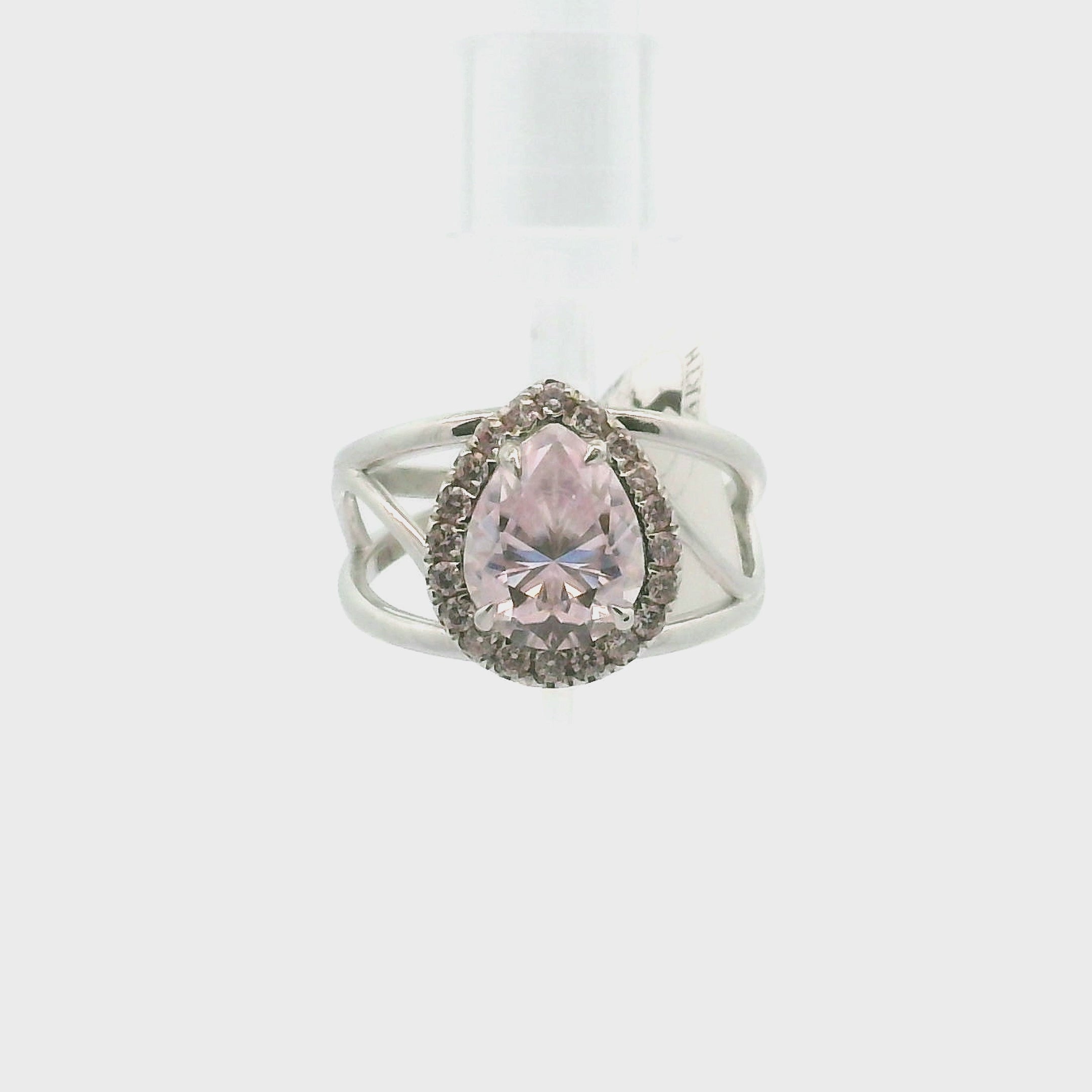 Pink Moissanite Pave Covering Cuff Ring, Adjustable Ring .925 Silver for Enlightenment, Inner Peace & Spiritual Transformation