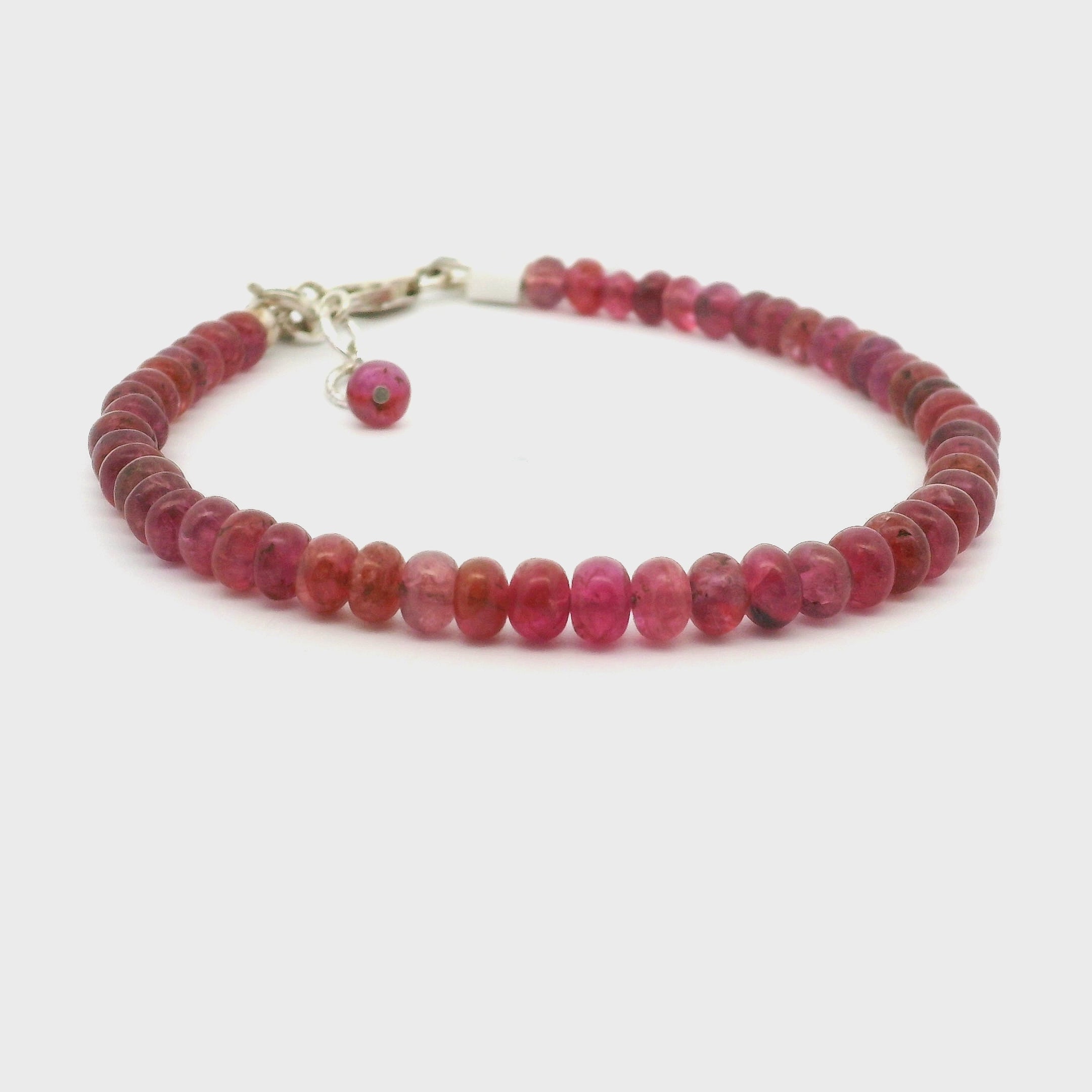 Pink Tourmaline Bracelet 925 Silver for Heart Healing, Kindness & Love