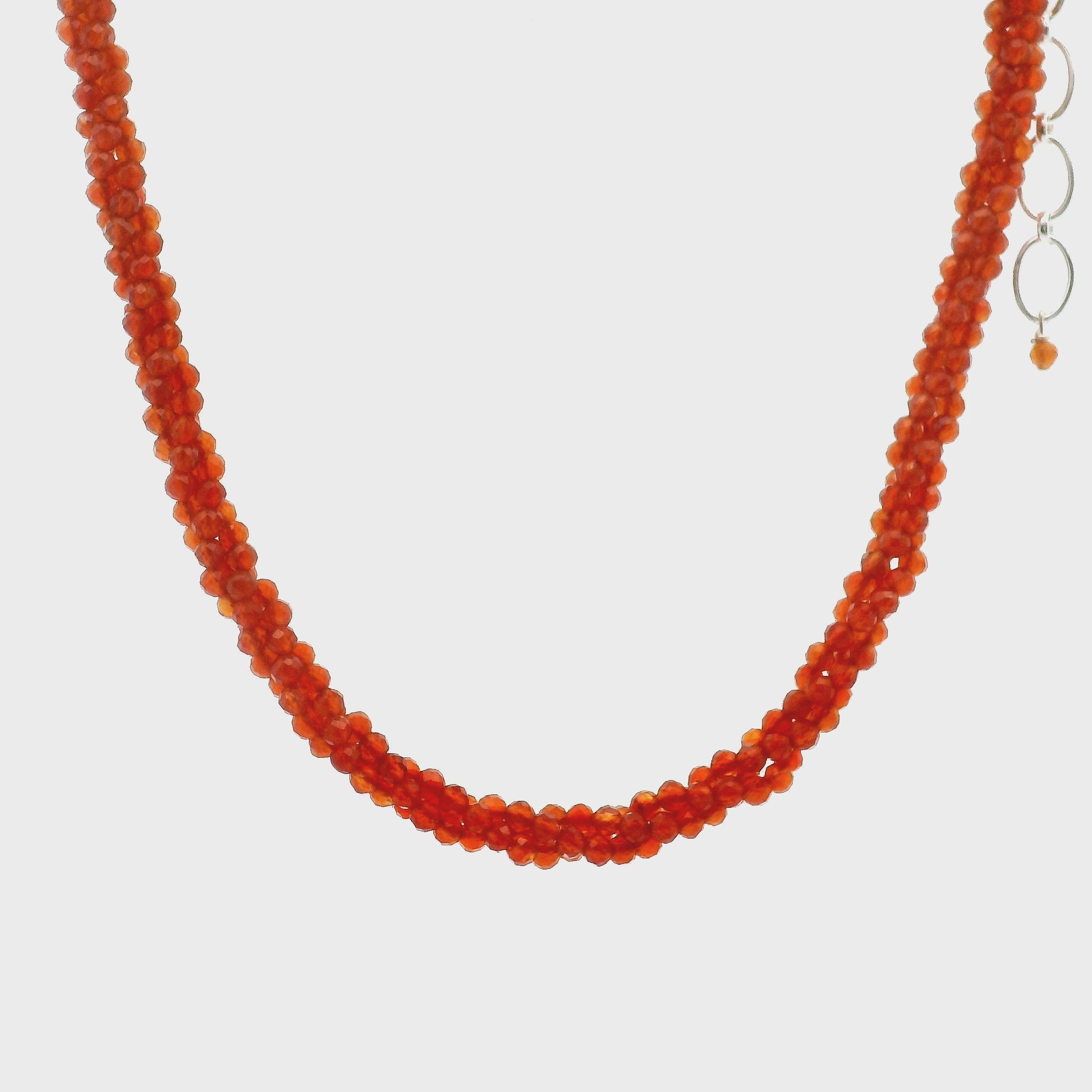 Fiery Carnelian Braided Micro Faceted Necklace for Compassion & Loyalty