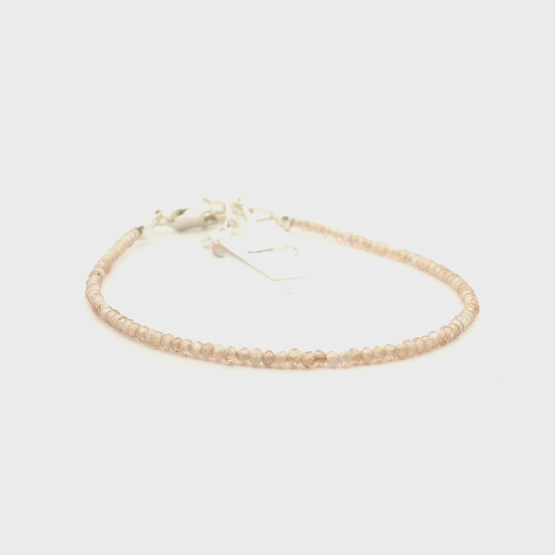 Beige Zircon Micro Faceted Bracelet 925 Silver for Organization and Transformation