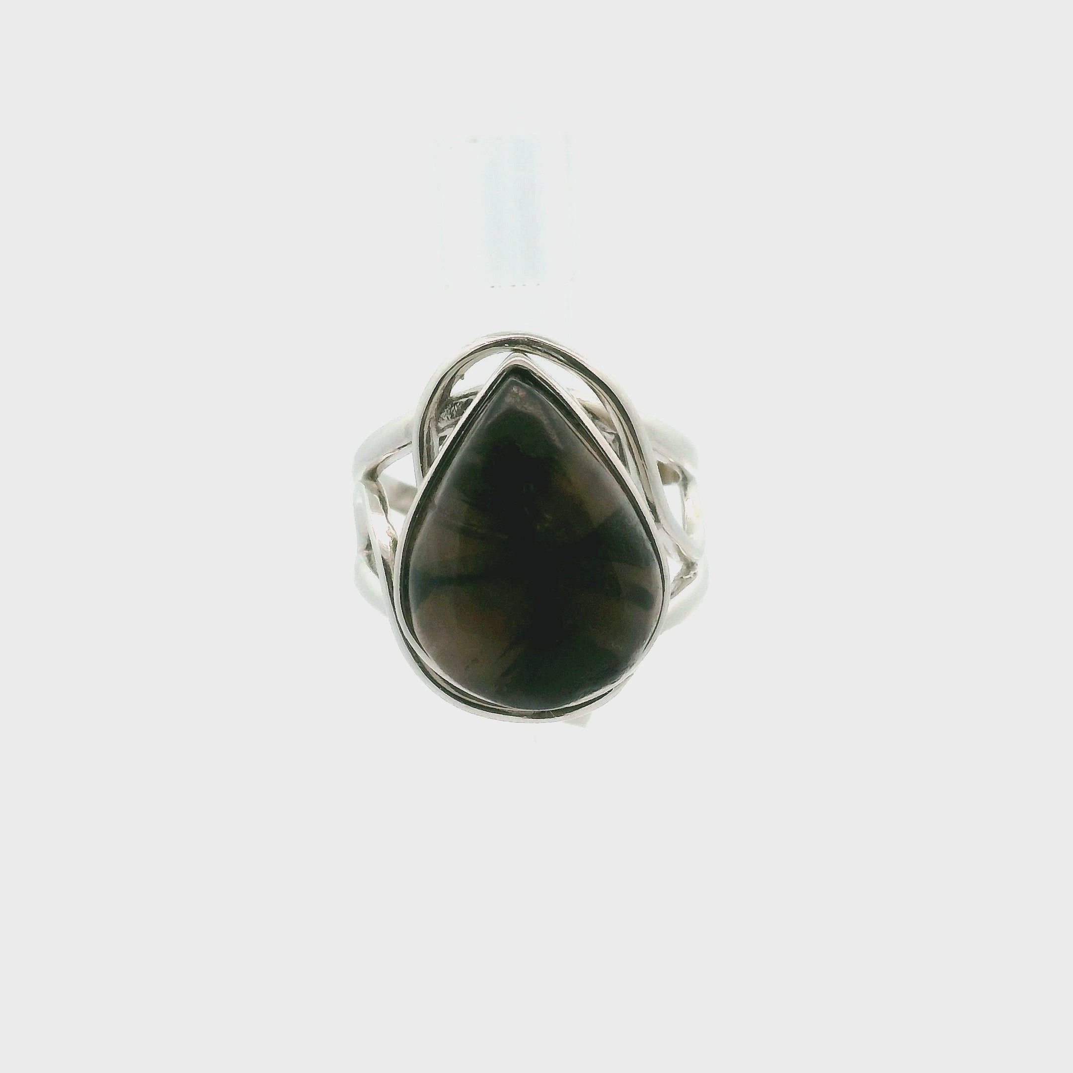 Chiastolite Cuff Ring .925 Silver for Protection Against Negativity