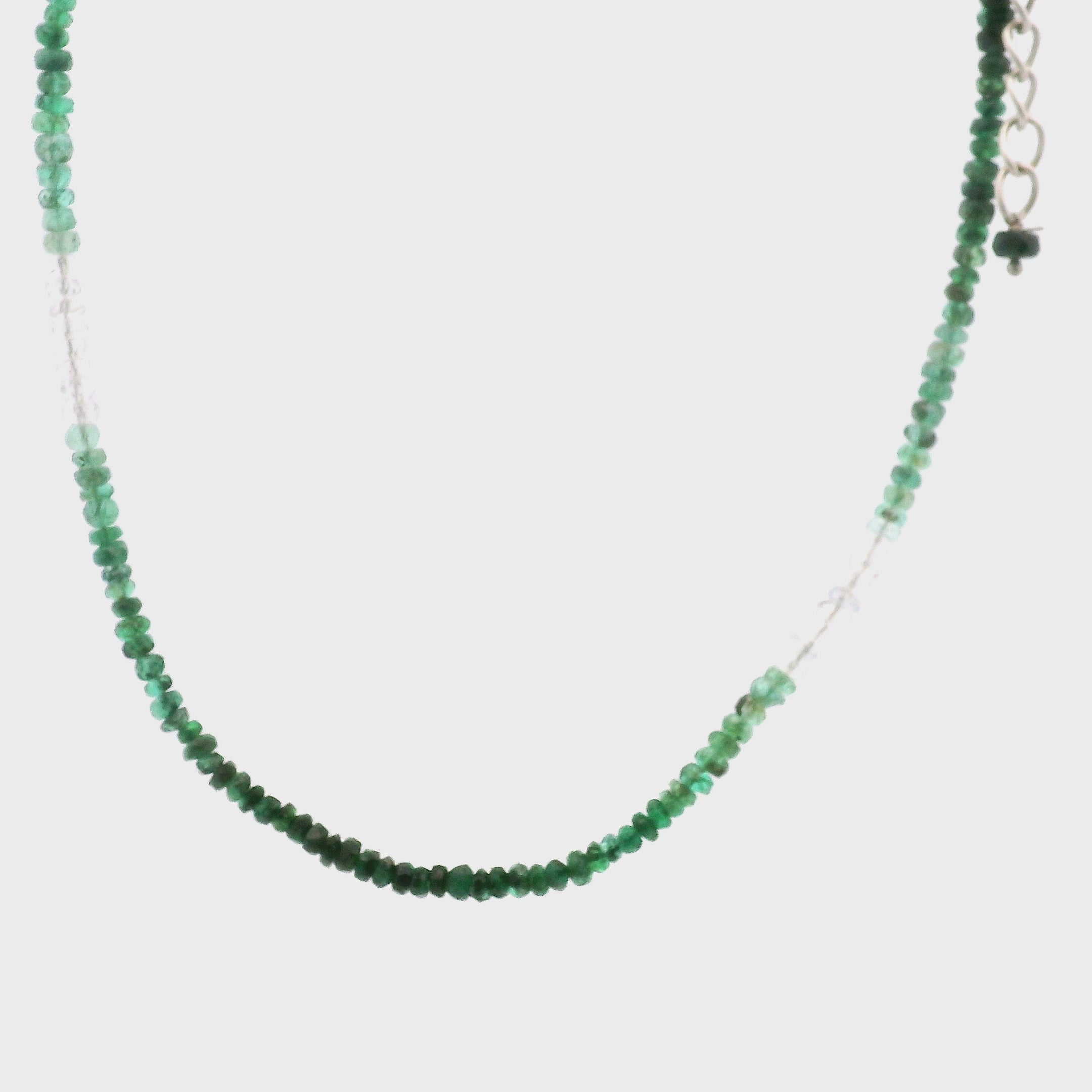 Emerald & Quartz Rondelle Necklace for Abundance, Love and Wealth