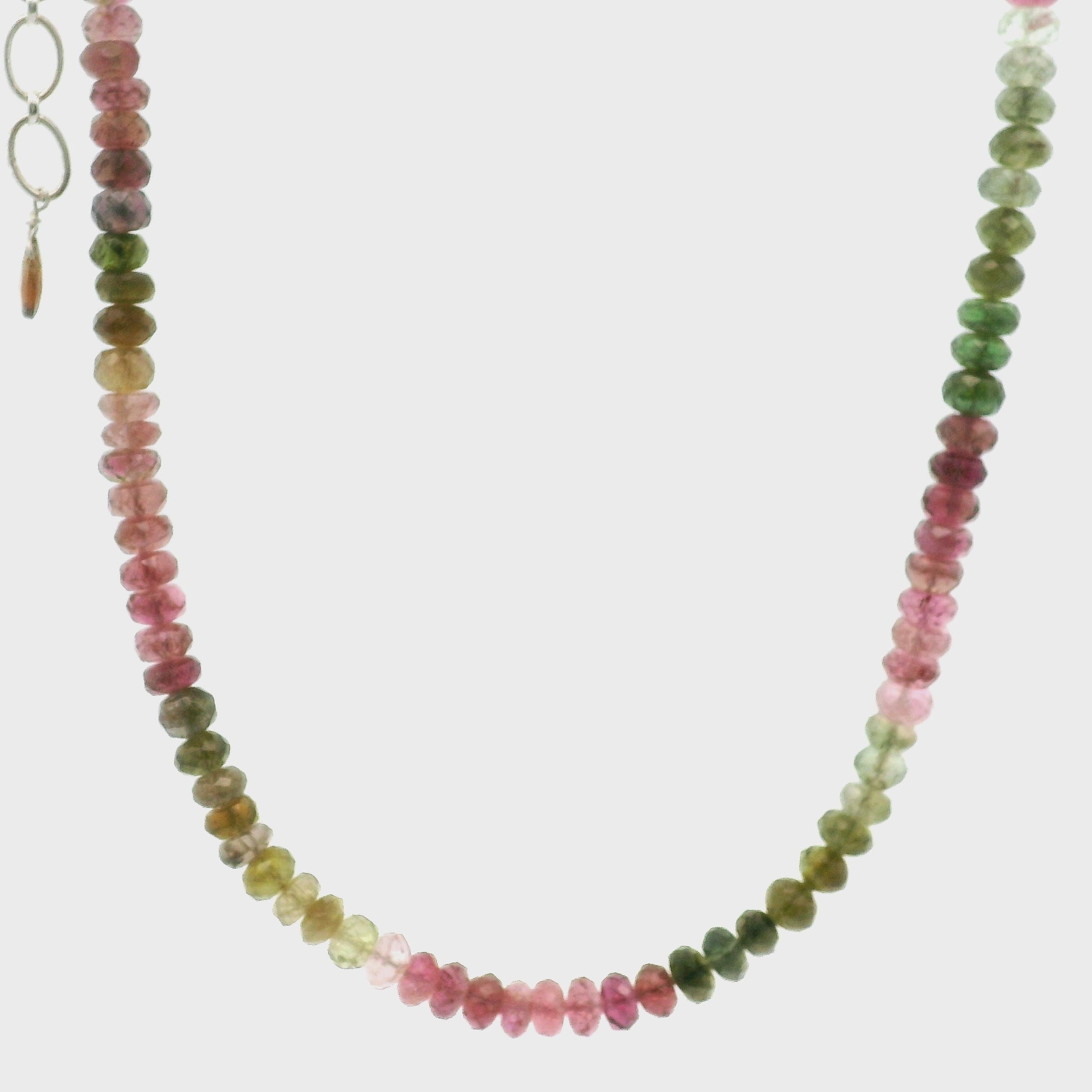 Multi Tourmaline Faceted Necklace 925 Silver for Harmony, Flow and Strength