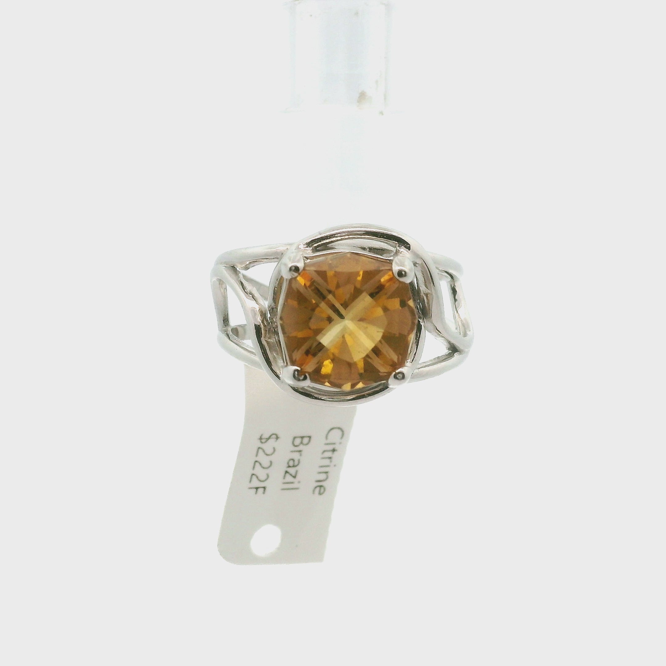 Citrine Fancy Cut Cuff Rings .925 Silver for Abundance, Good Luck and Positivity