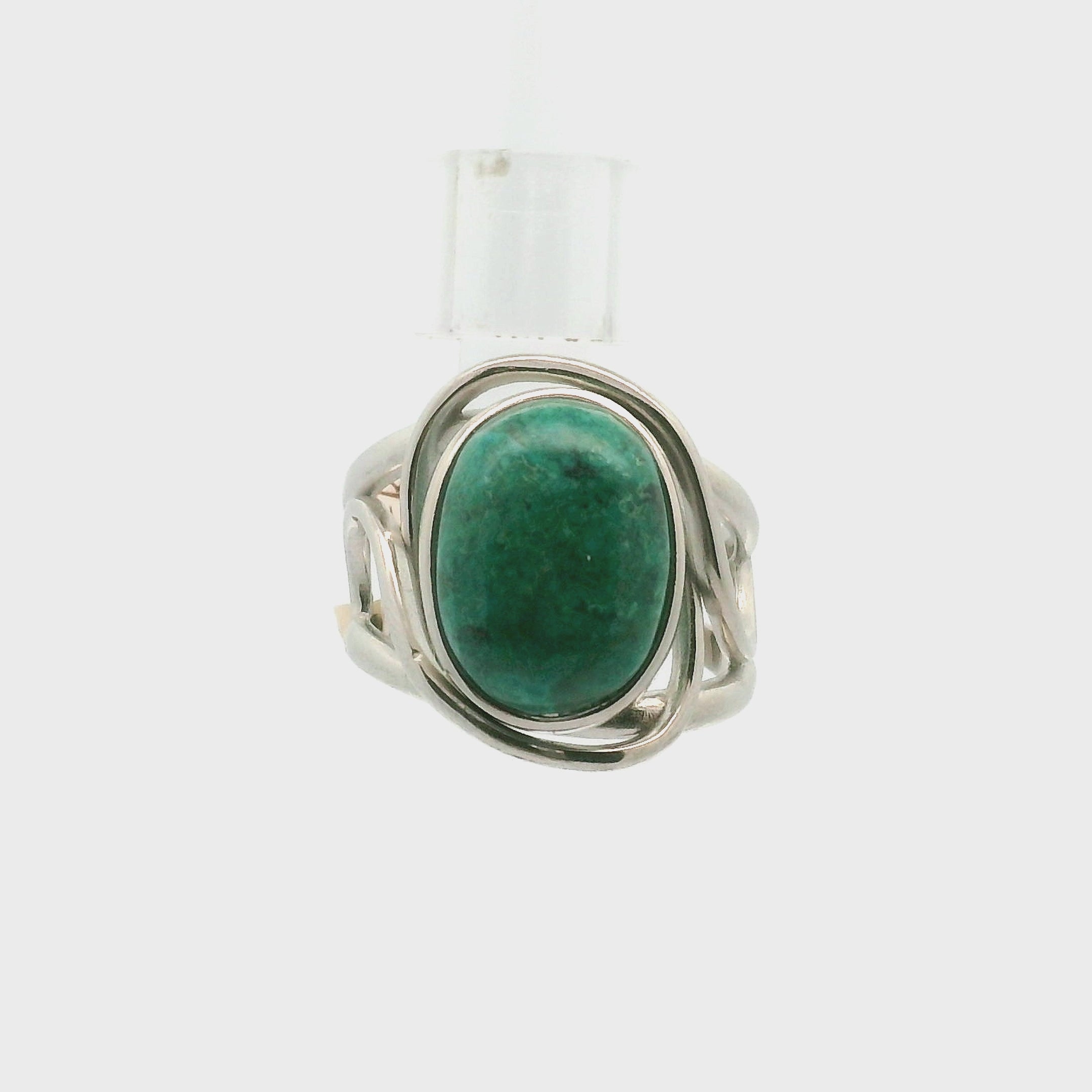 Shattuckite & Chrysocolla Cuff Ring, Adjustable Ring .925 Silver for Goddess Energy, Peaceful Communication and Truth