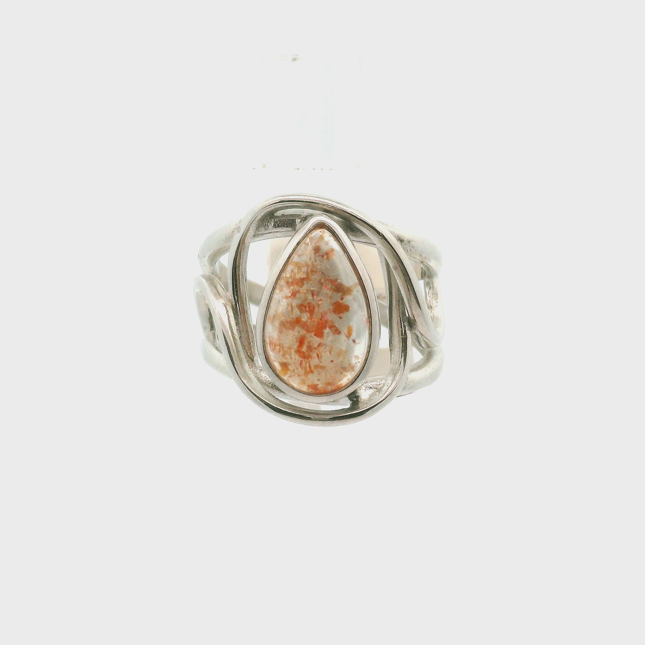 Sunstone Cuff Ring .925 Silver for Confidence and Strength