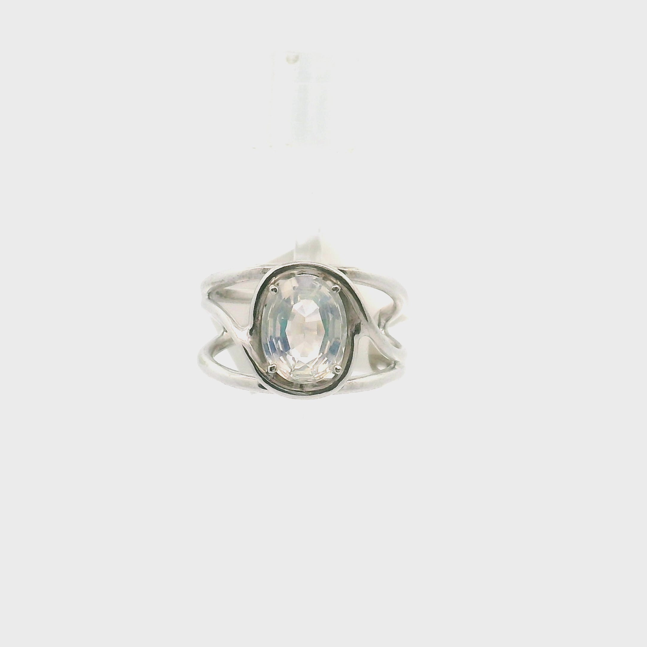 Moonstone Cuff Ring .925 Silver for Protection and Manifestation