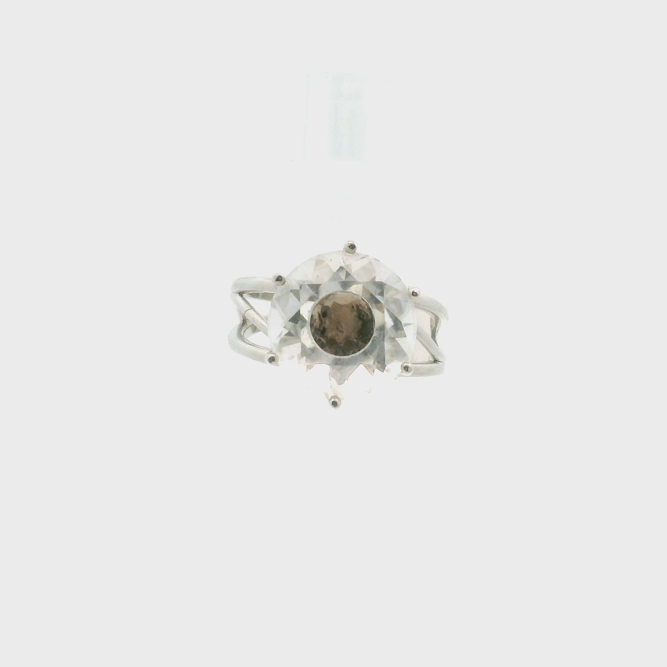 Double Faceted Eye Cuff Ring .925 Silver for Clarity