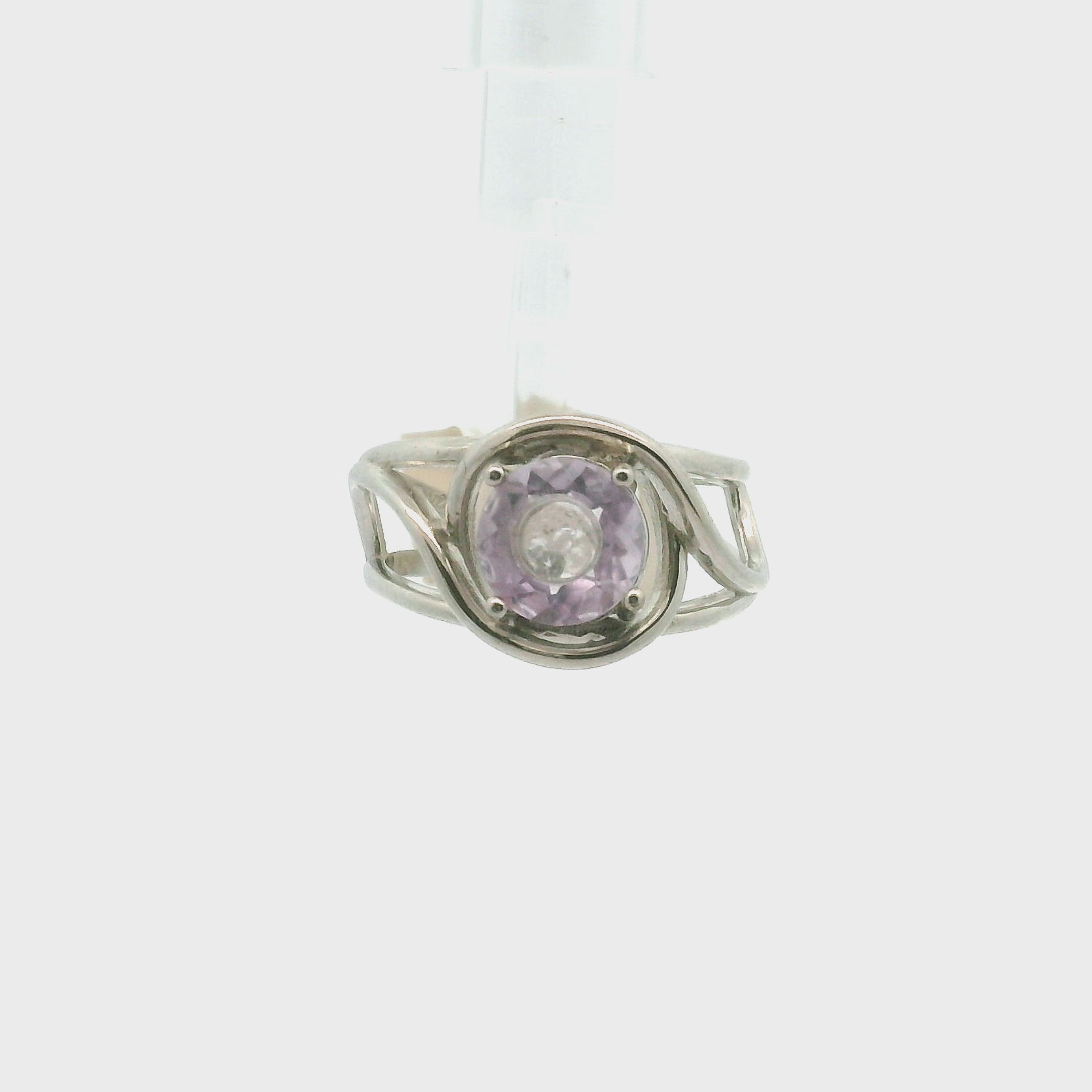 Amethyst Locket with Inlays Cuff Ring .925 Silver for Enhancing your Intuitive Gifts