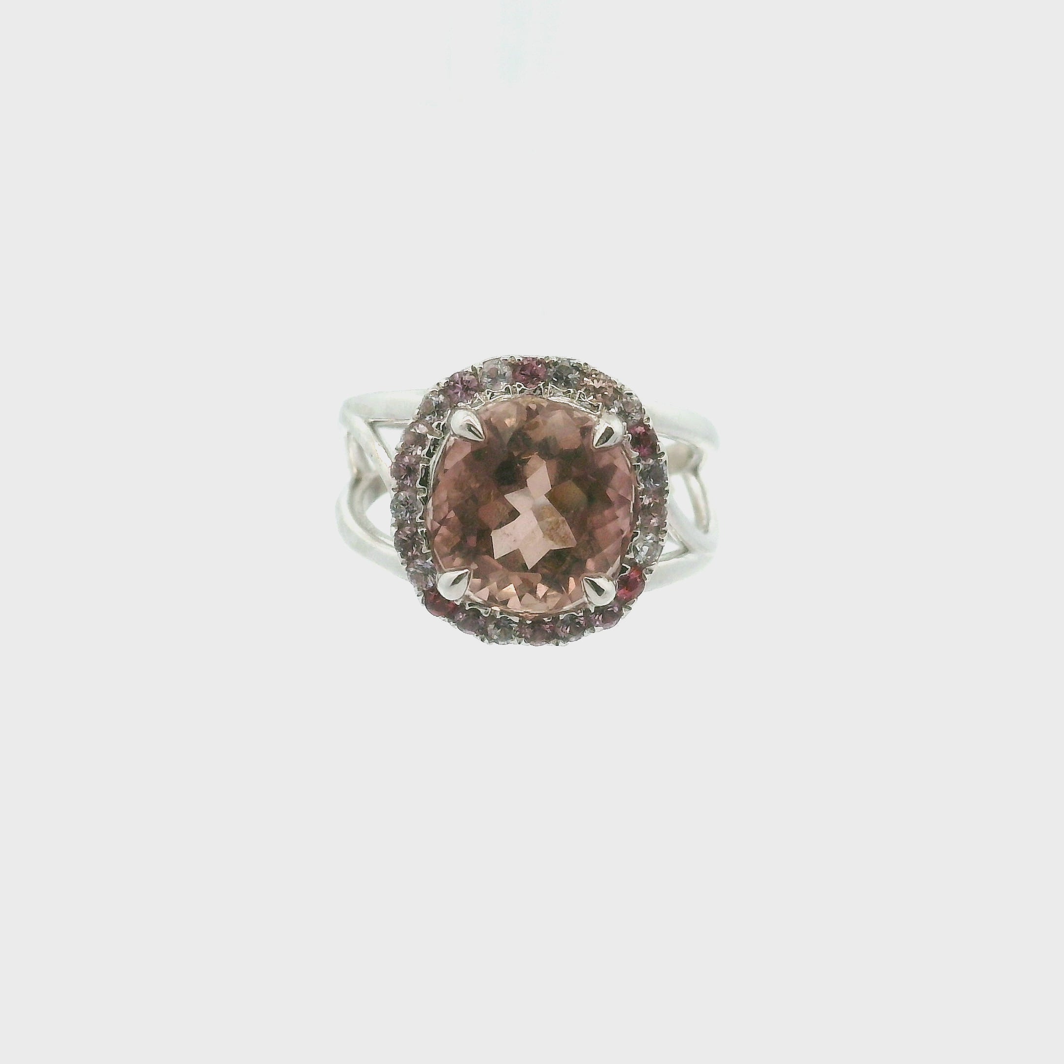 Color Changing Scapolite with Spinel Pavé Cuff Ring .925 Silver for Enhancing Communication with Guides, Insight & Memory