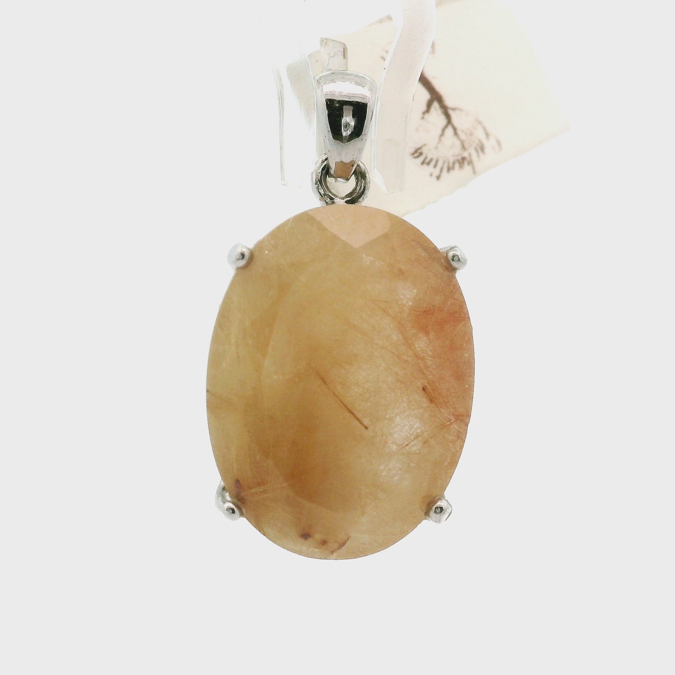 Gold Rutile Pendant .925 Silver for Insight, Meditation & Shamanic Journey