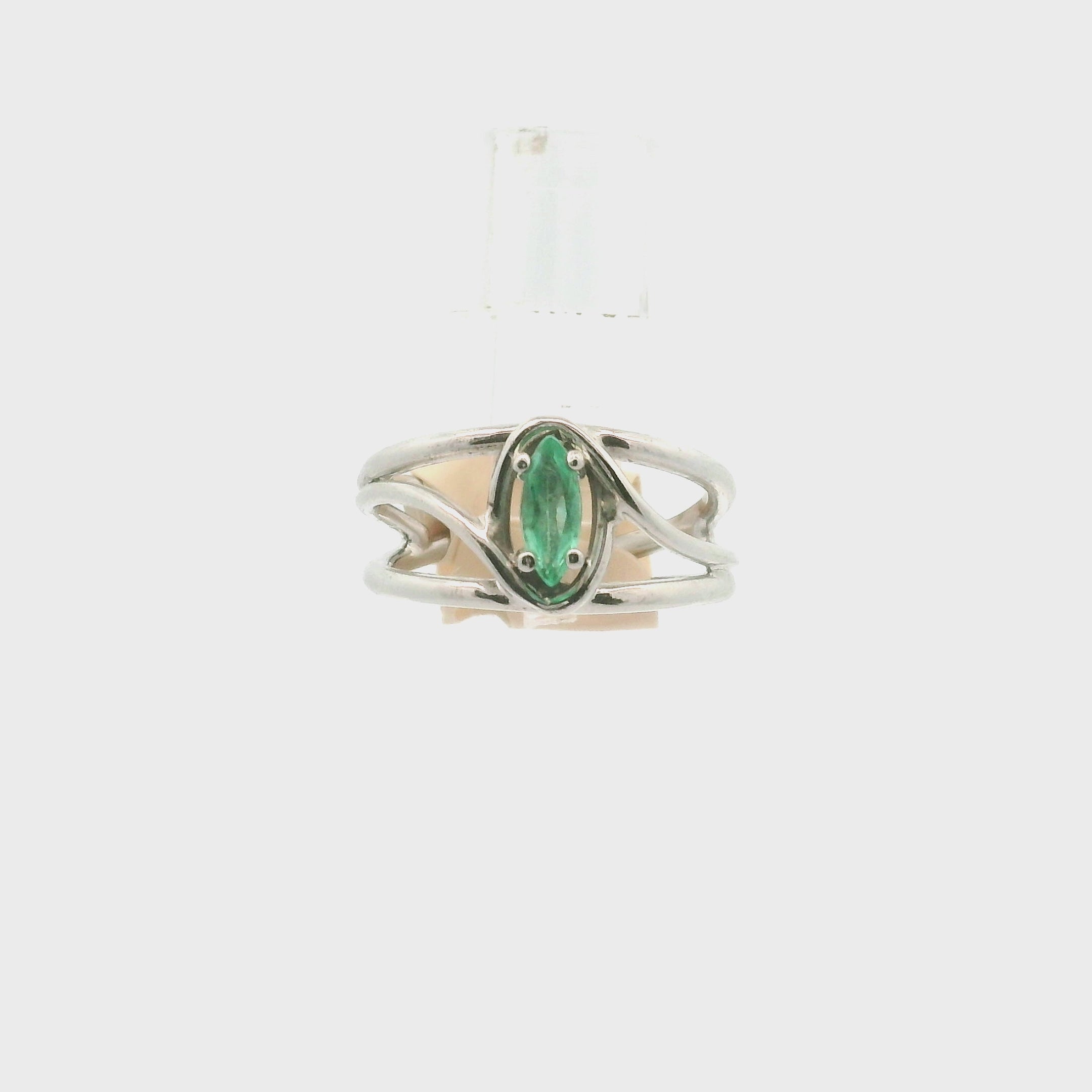Colombian Emerald Midi Cuff Ring .925 Sterling Silver for Abundance, Love and Wealth