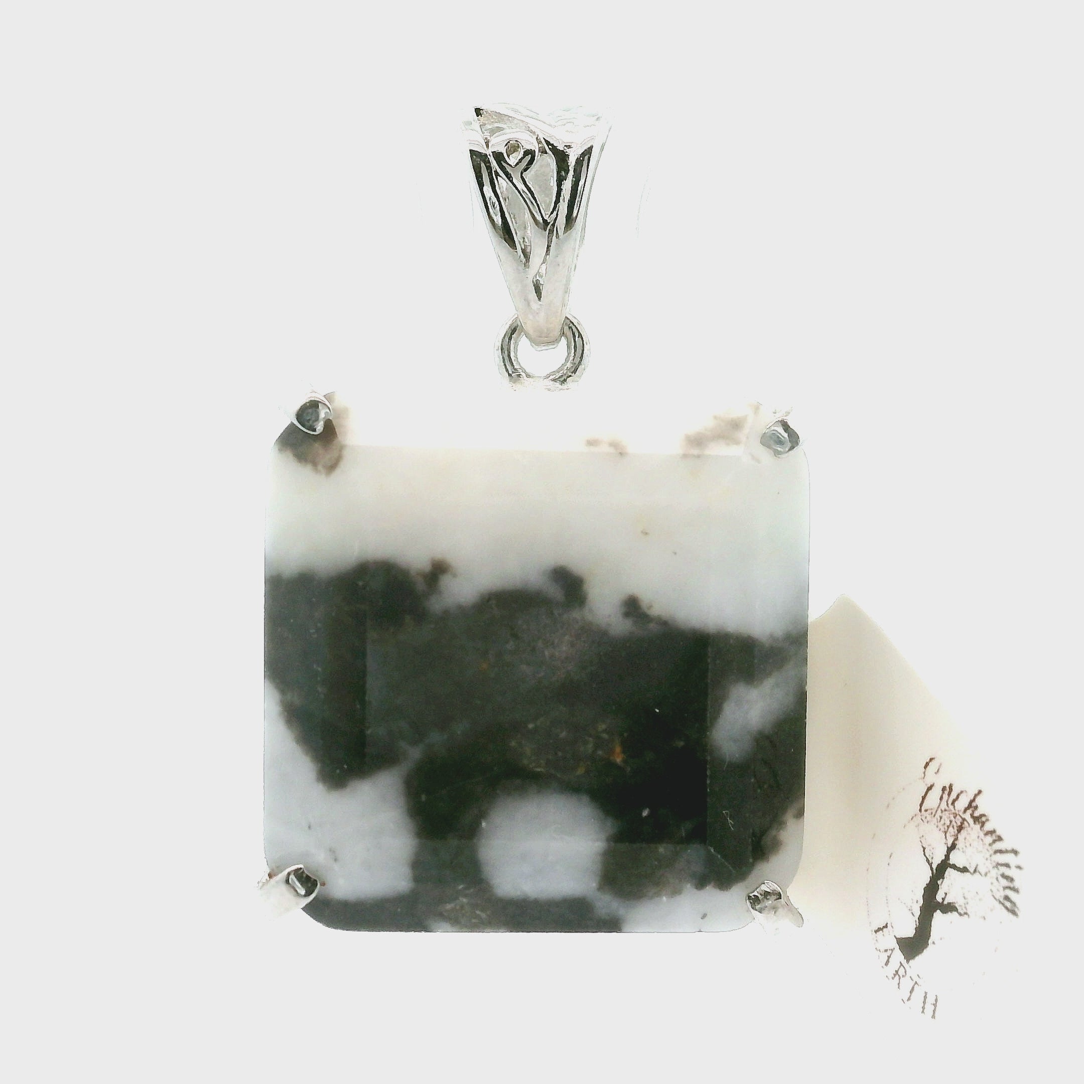 Zebra Jasper Pendant .925 Silver for Grounding and Protection