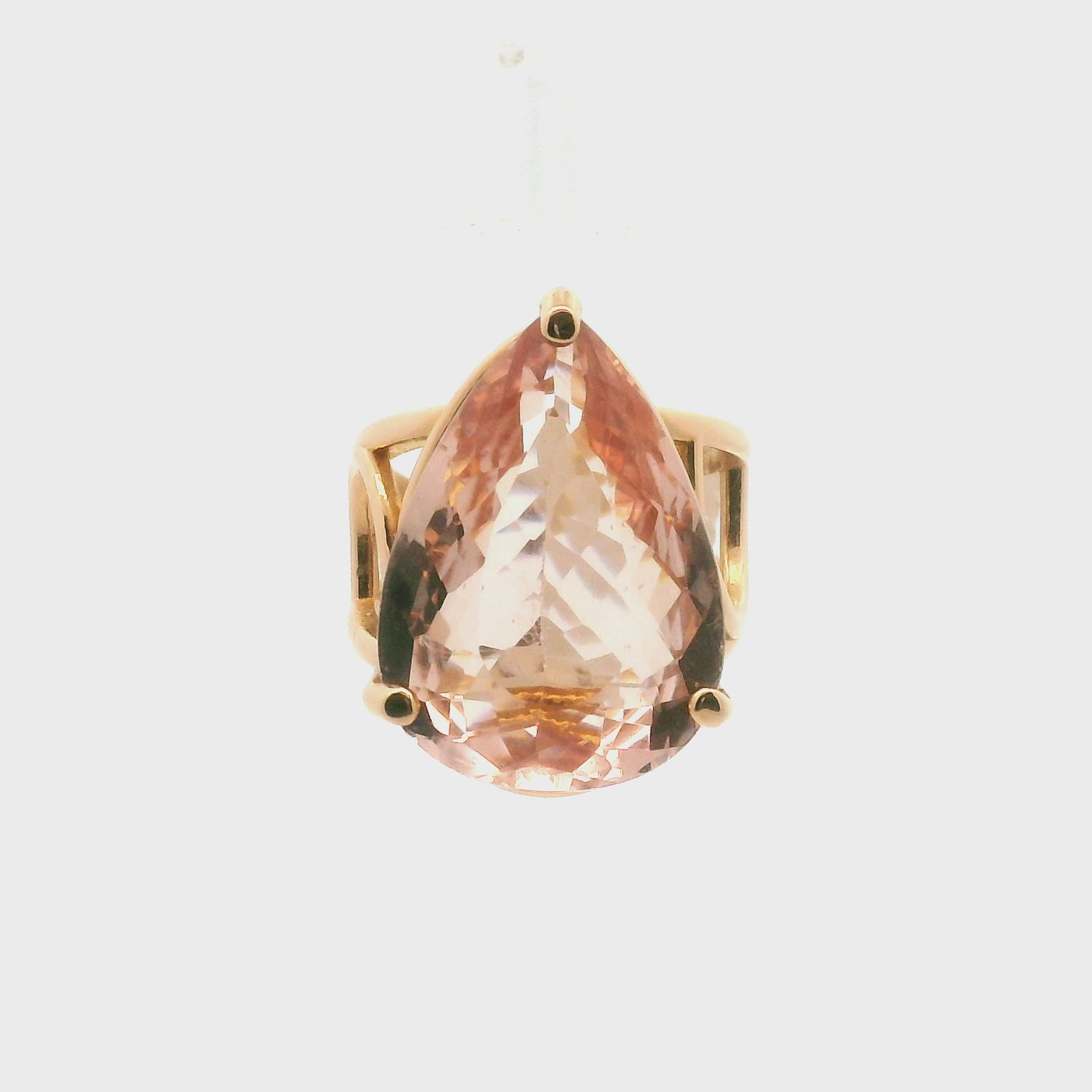 Morganite Faceted Drop Cuff Ring in 18K Rose Gold for Abundance of Joy and Love