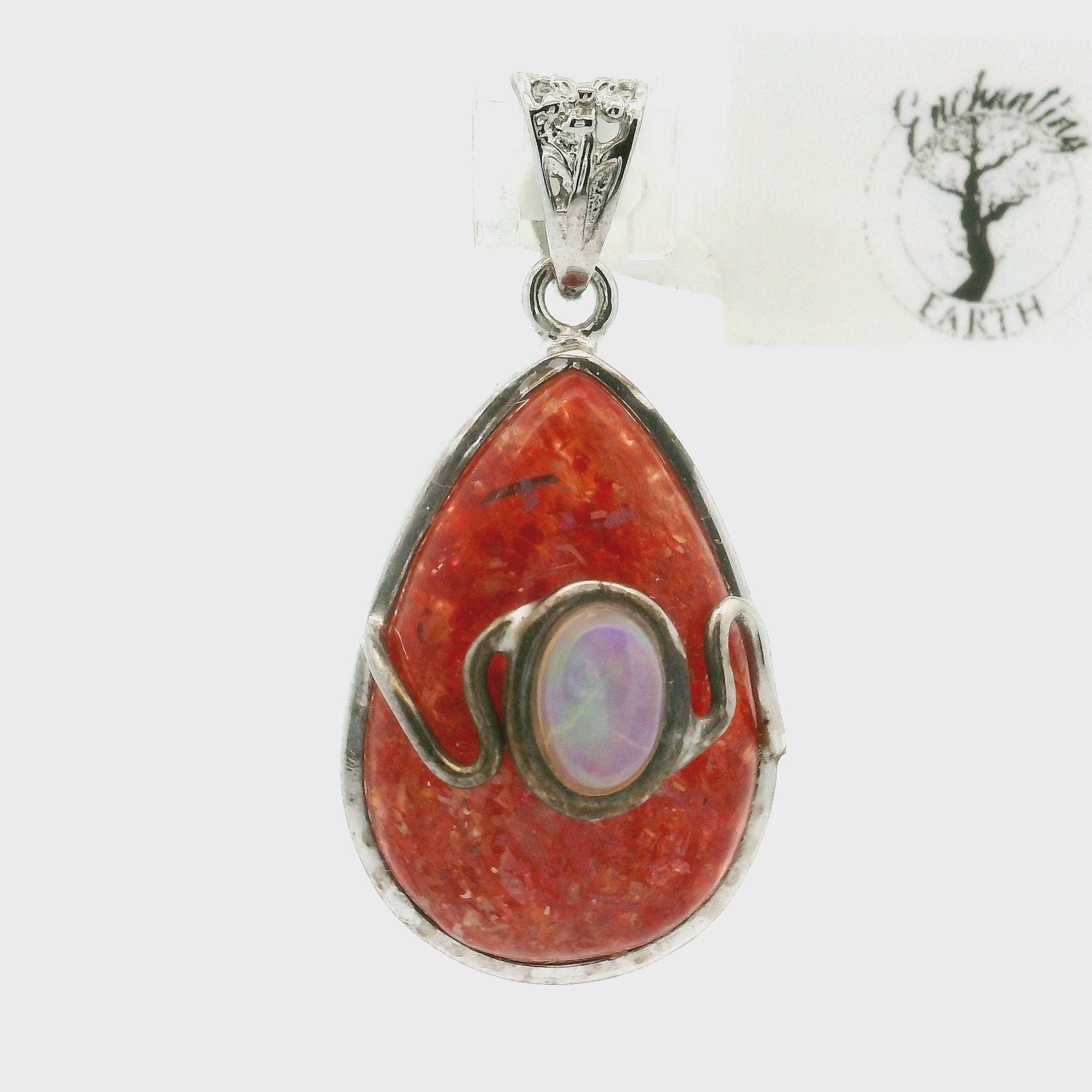 Sunstone and Opal Pendant .925 Silver for Confidence, Strength and Transformation