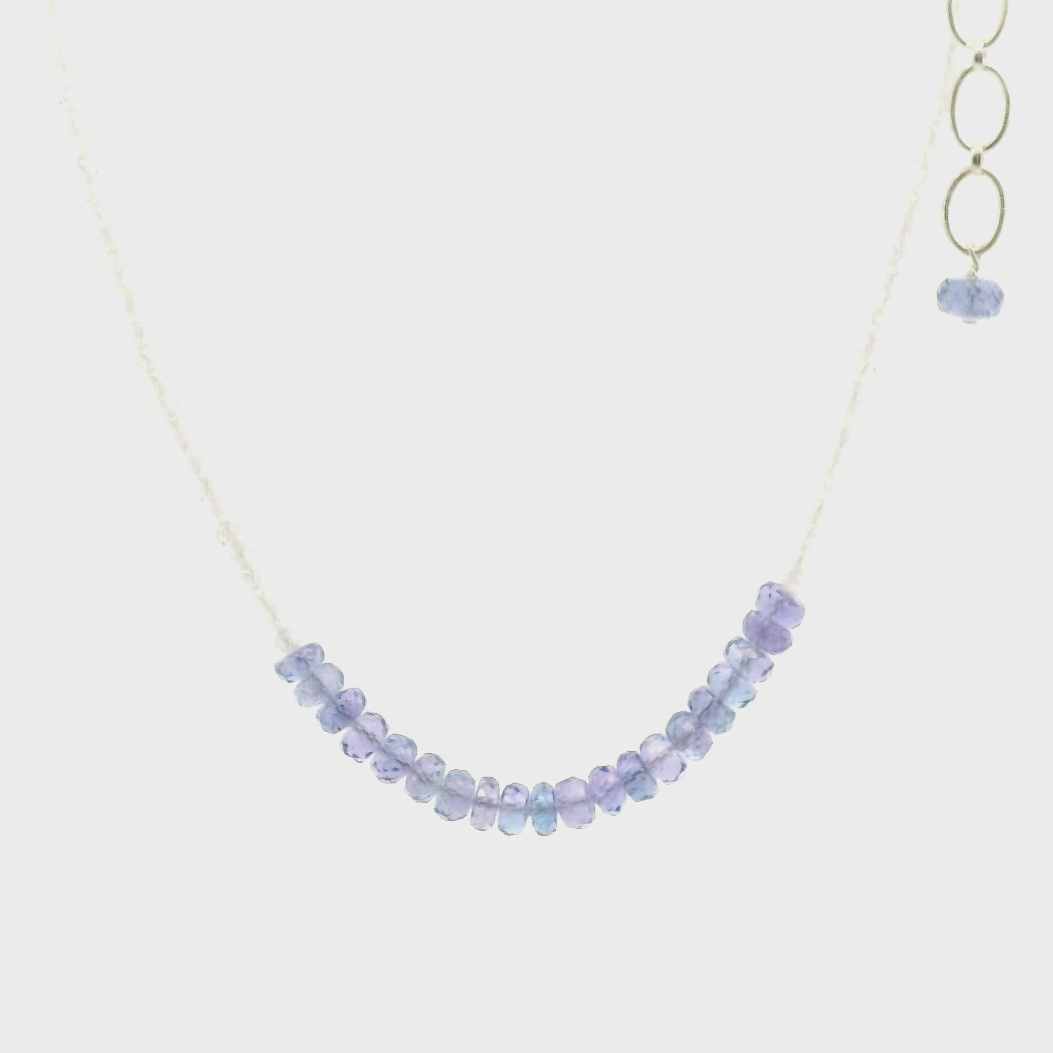 Tanzanite & White Zircon Micro Faceted Necklace 925 Silver for Spiritual Evolution and Divine Awakening