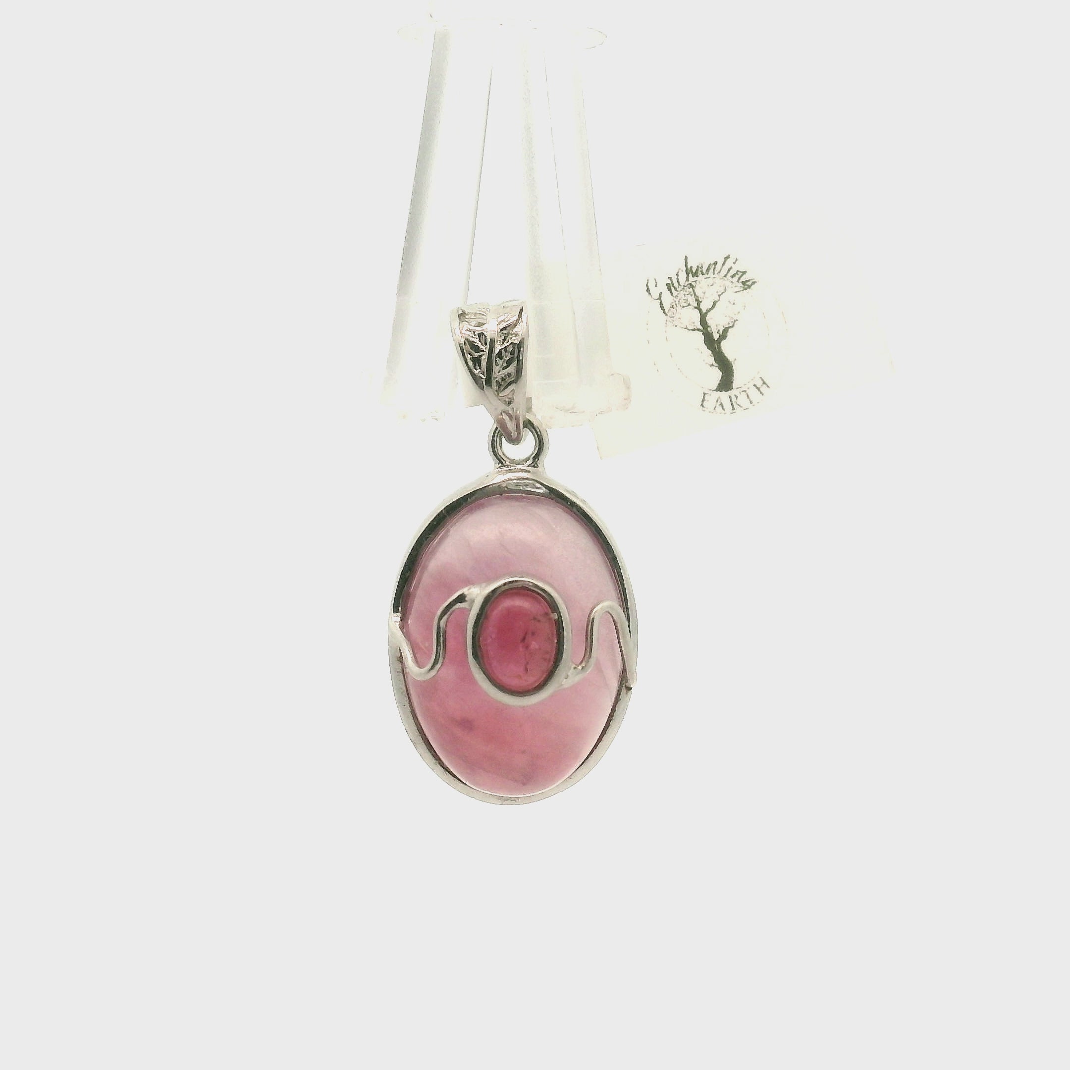 Rose Quartz & Pink Tourmaline Pendant .925 Silver for Manifesting Love