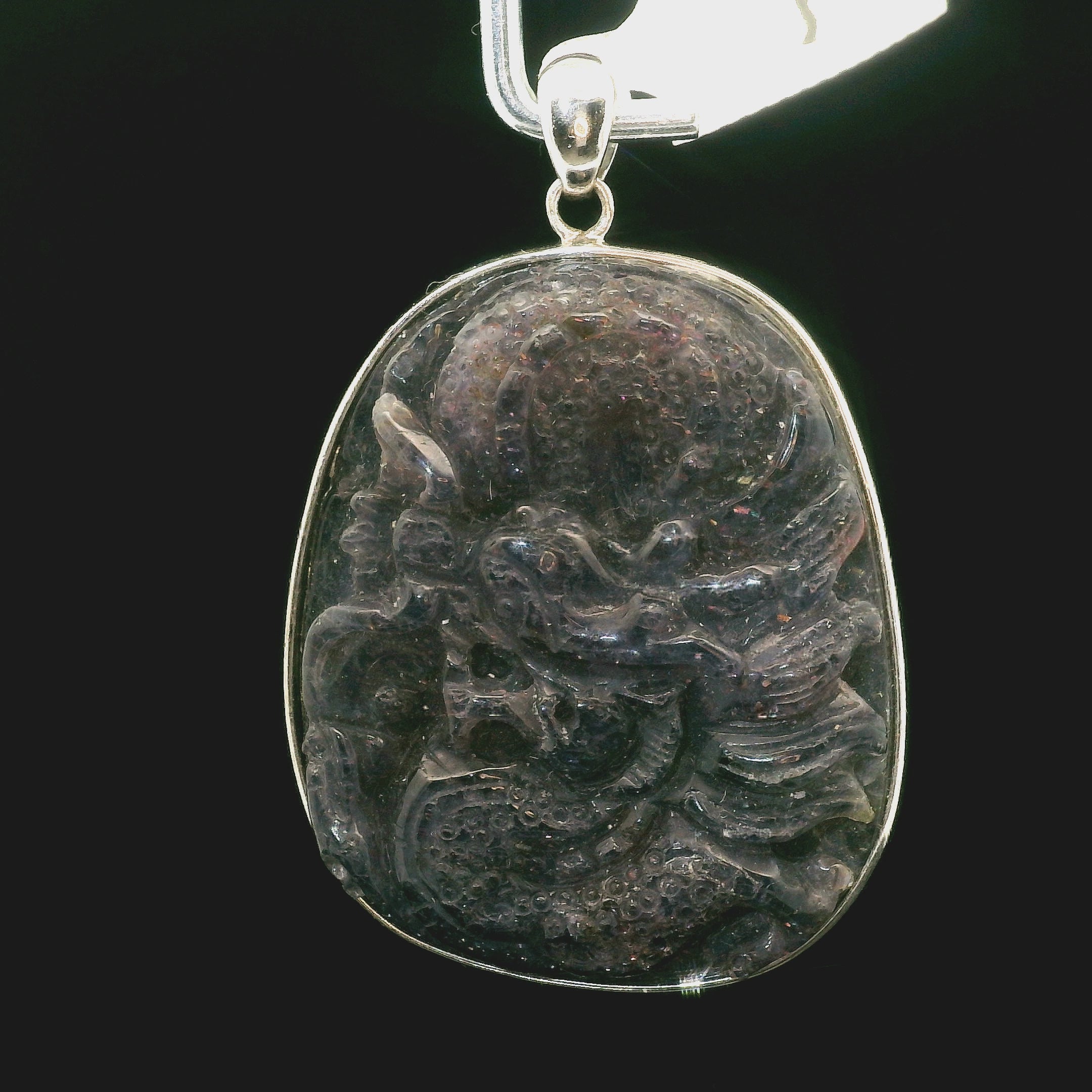 Iolite with Sunstone Dragon Pendant for Sharp Intuition & Visions