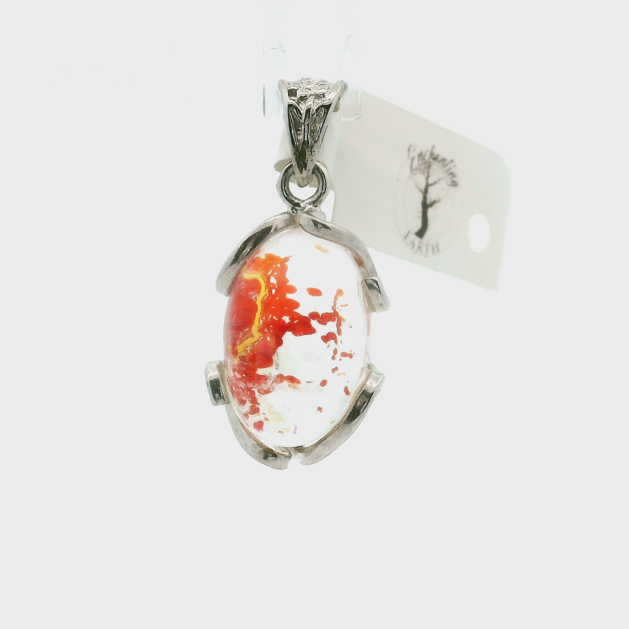 Koi Quartz Pendant .925 Sterling Silver for Spiritual Transformation