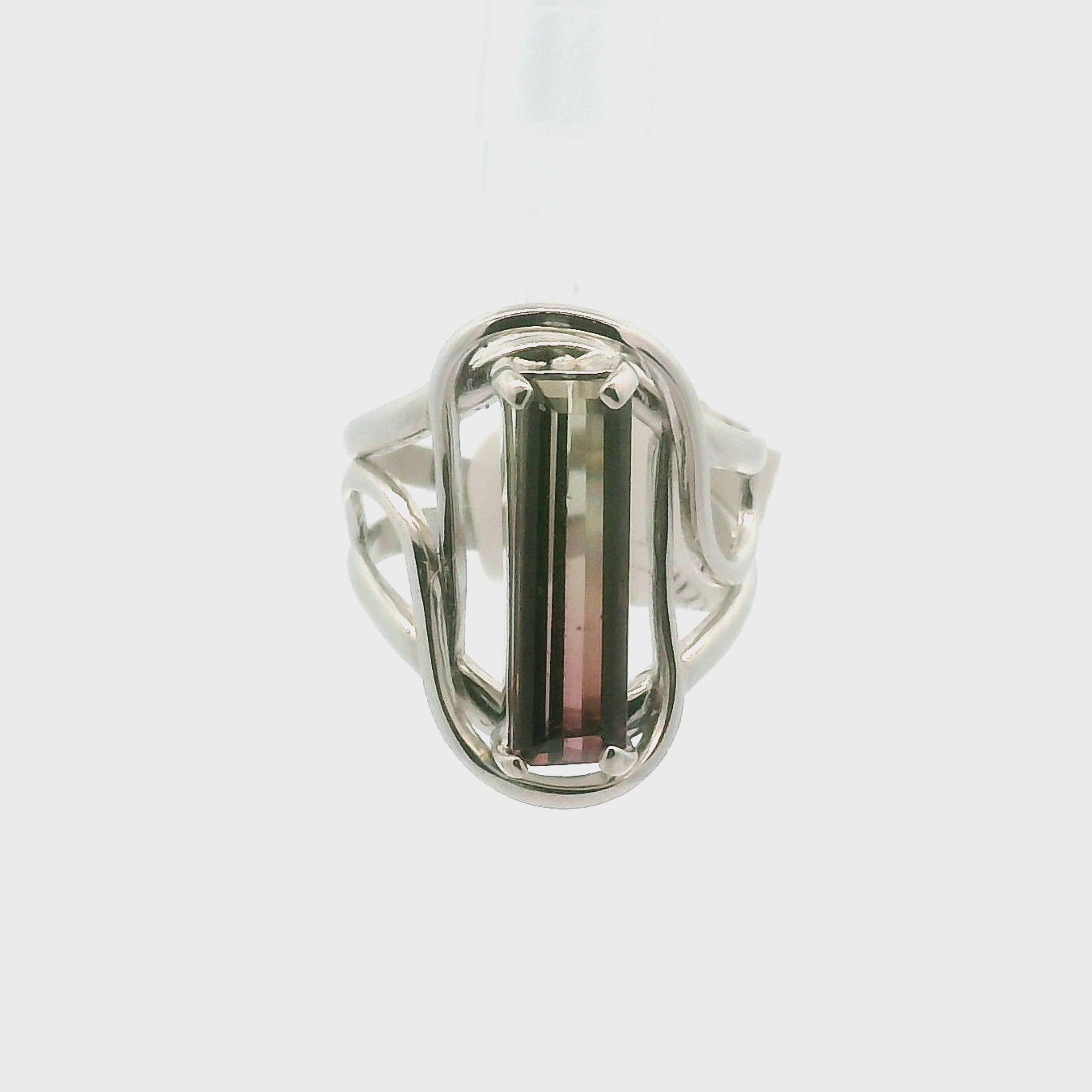 Tourmaline Cuff Ring .925 Silver for Spiritual Growth and Renewal