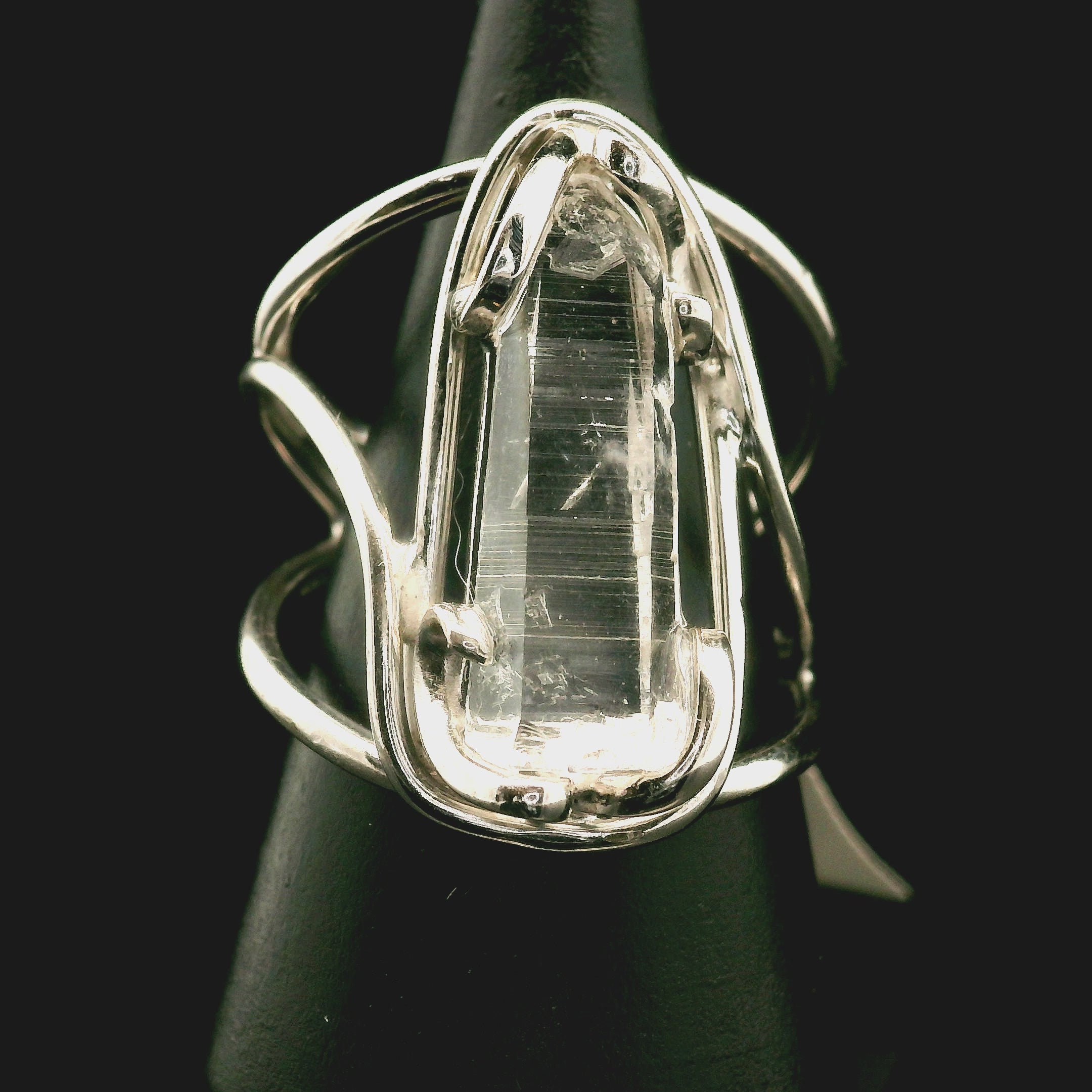 Lemurian Quartz Cuff Ring .925 Silver for Healing, Intention Setting and Manifesting your Desires