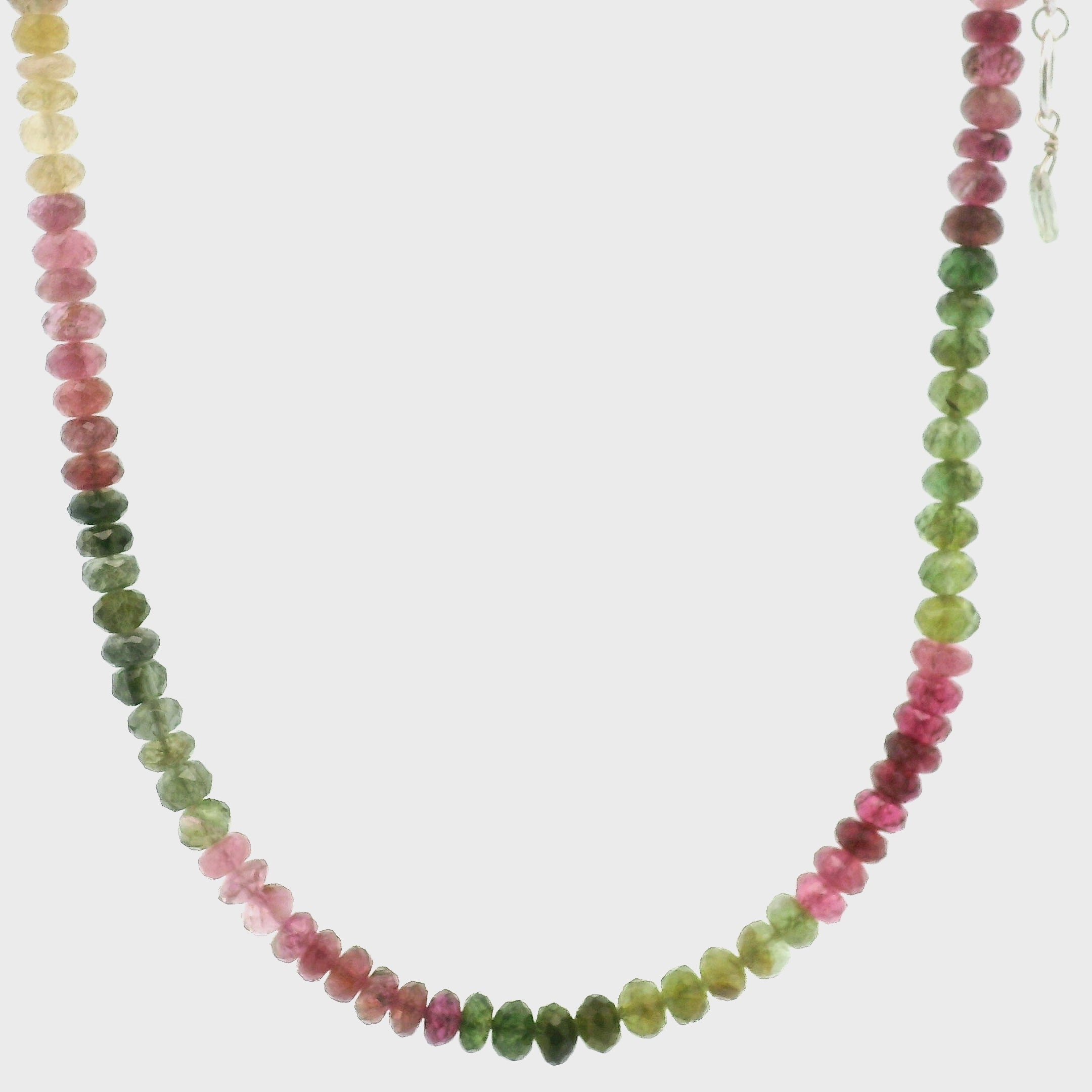 Multi Tourmaline Faceted Necklace 925 Silver for Harmony, Flow and Strength