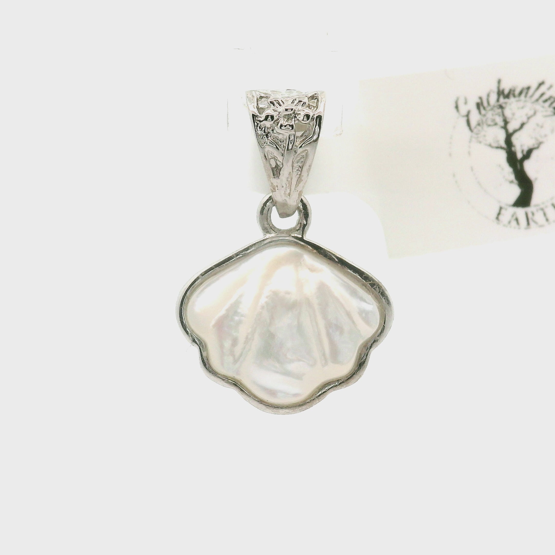 Mother of Pearl Seashell Pendant .925 Silver for Embracing your Feminine Power, Memory and Peace of Mind