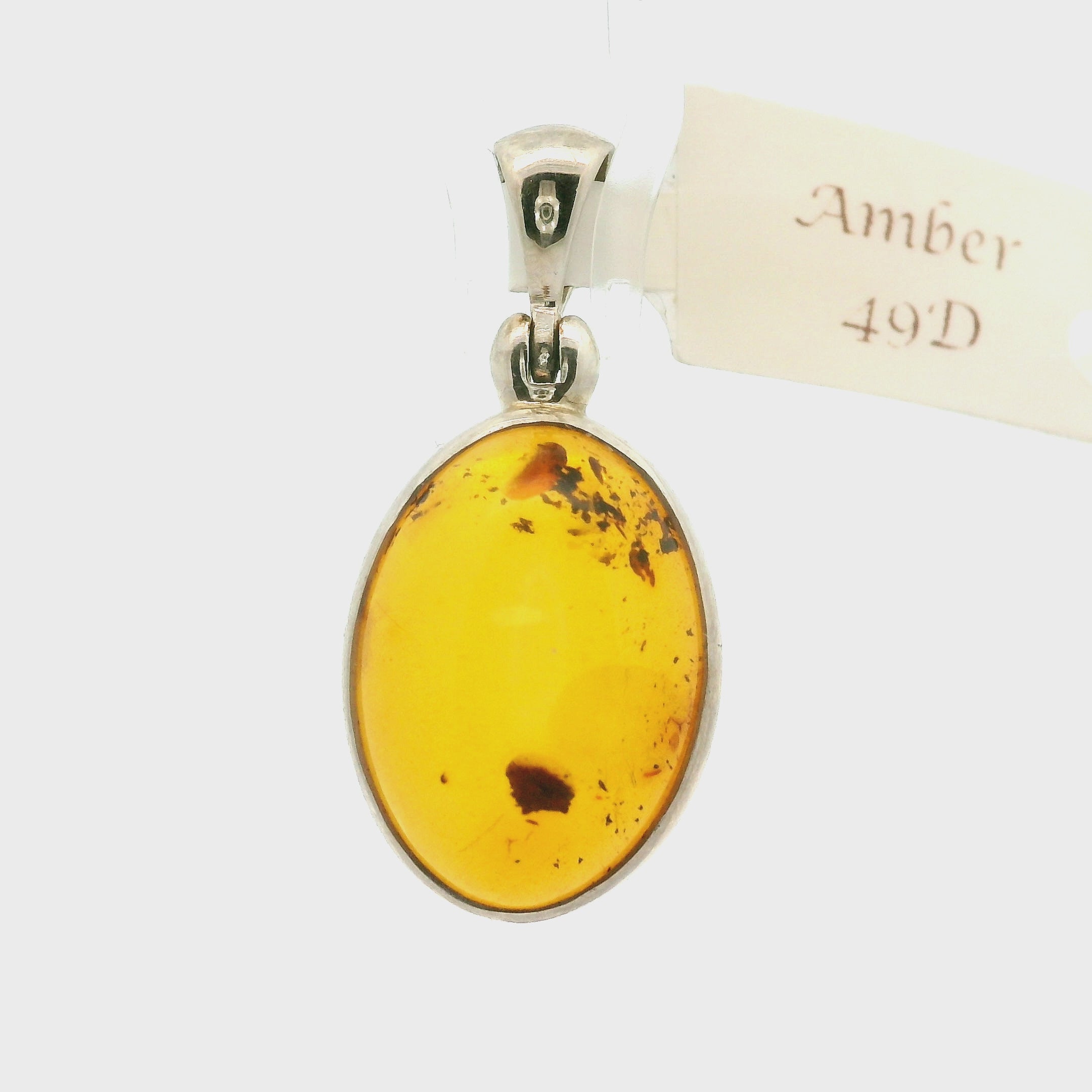 Amber Pendant .925 Silver for Prosperity and Joy