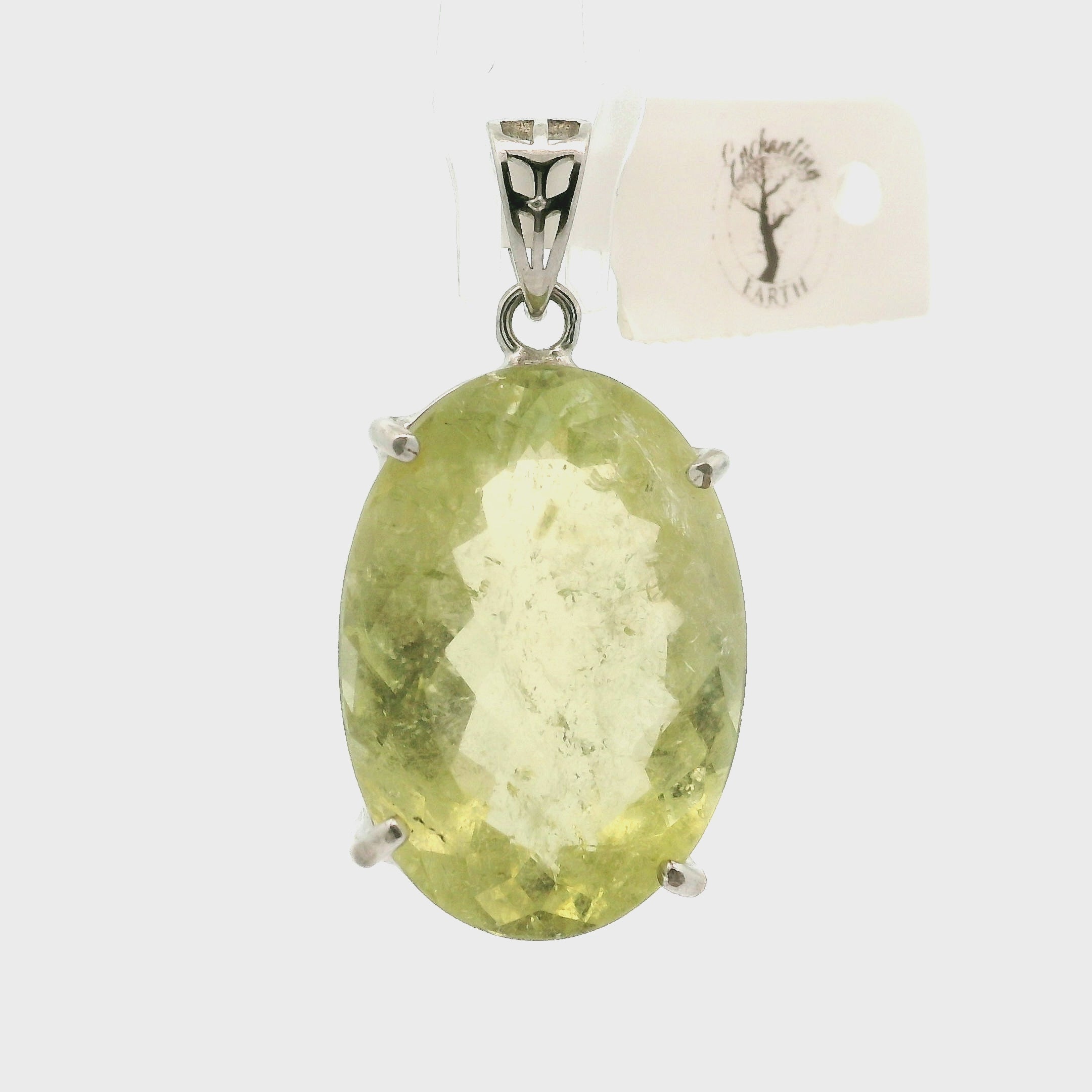 Yellow Tourmaline Pendant .925 Silver for Awareness, Communication and Meditation