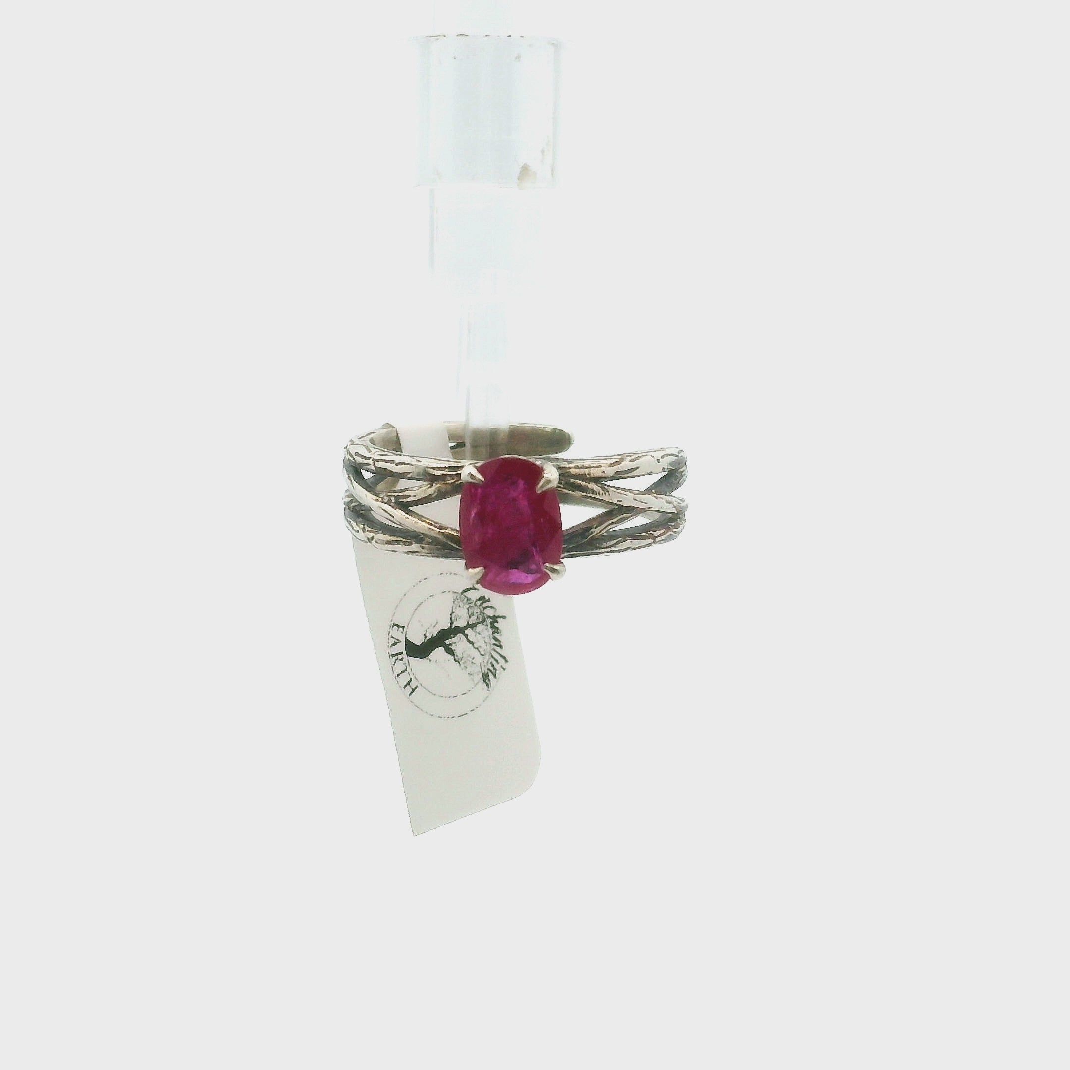 Bad Witch Ruby Cuff Ring .925 Silver for Empowerment, Love and Passion
