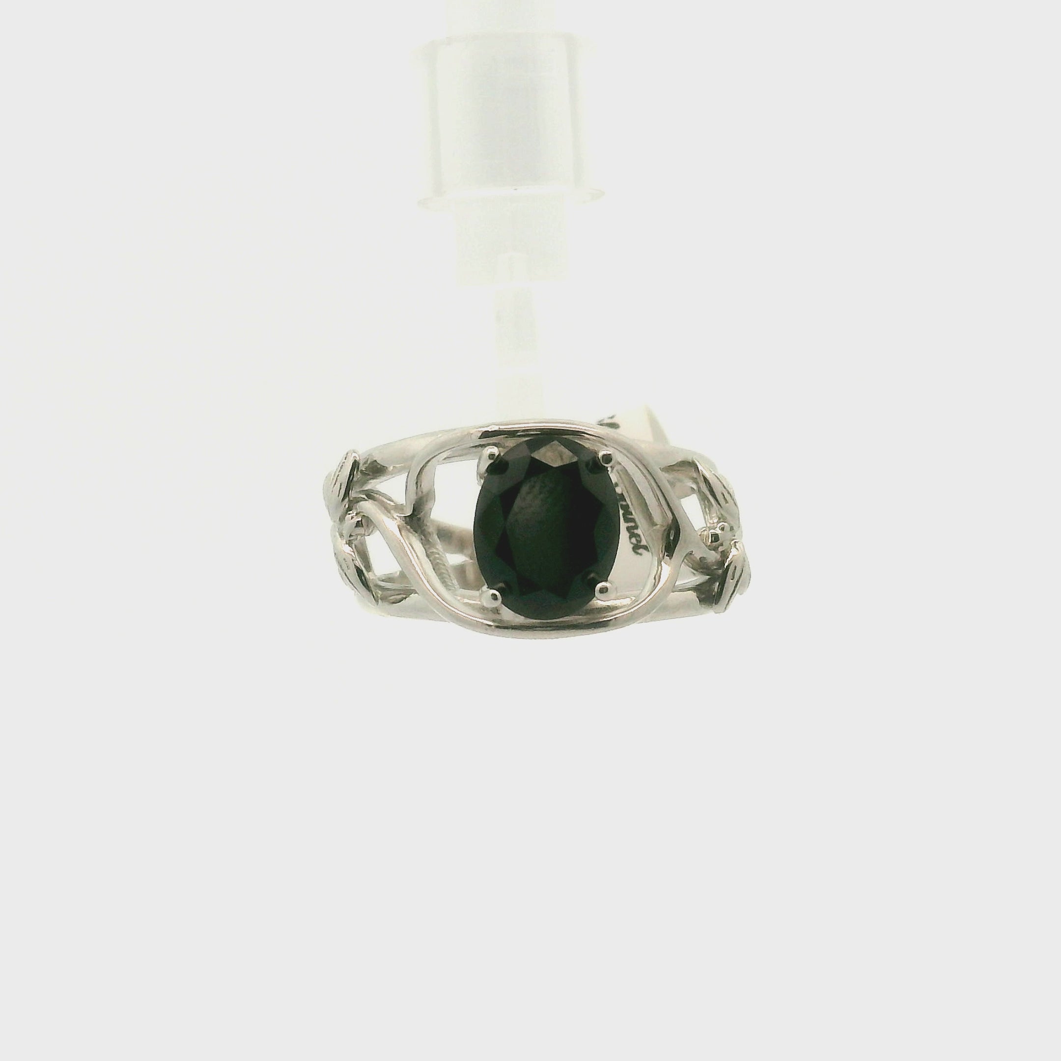 Black Spinel Dragonfly Cuff Ring .925 Silver for Empowerment, Grounding and Protection