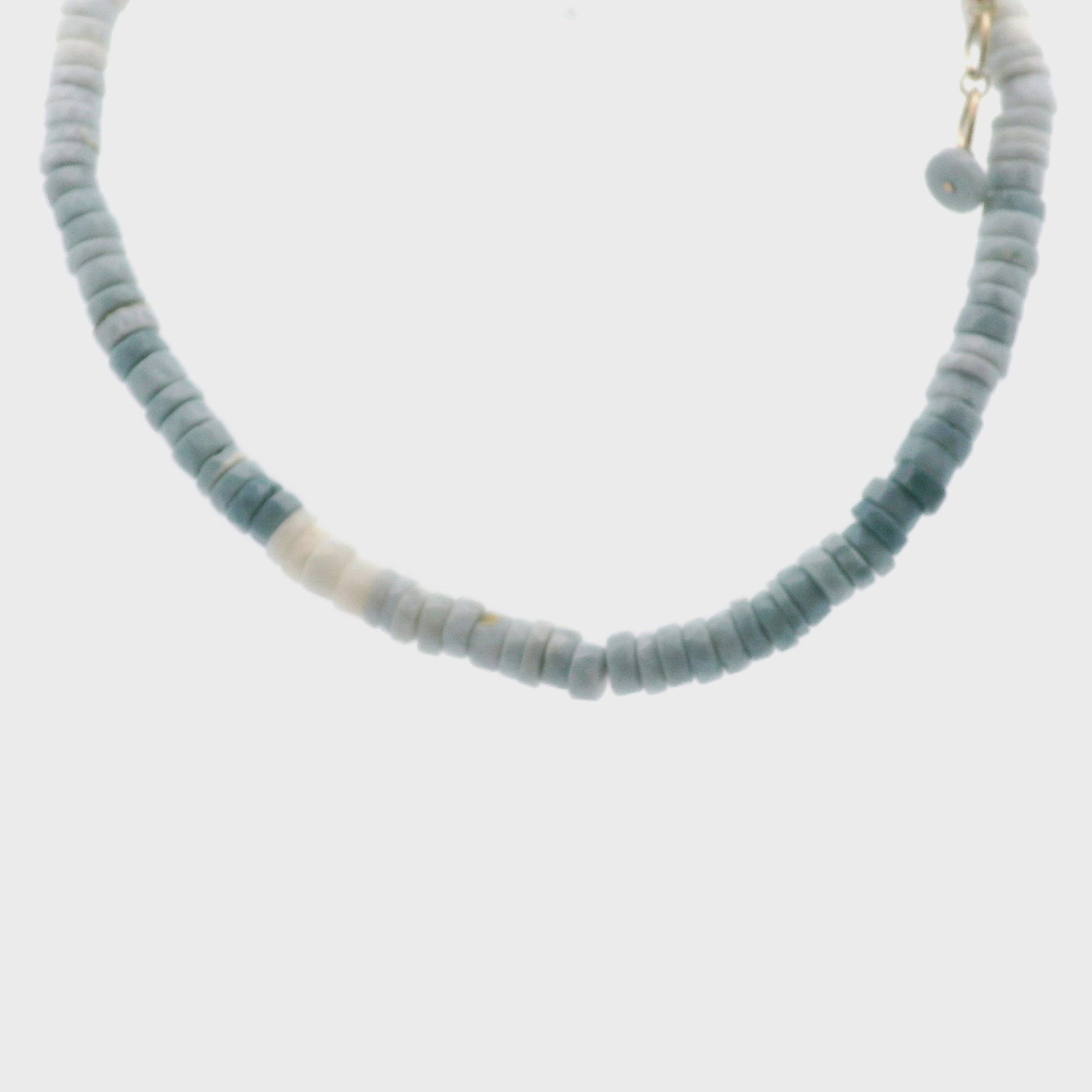 Owyhee Opal Heishi Necklace 925 Silver for Emotional Healing and Balance