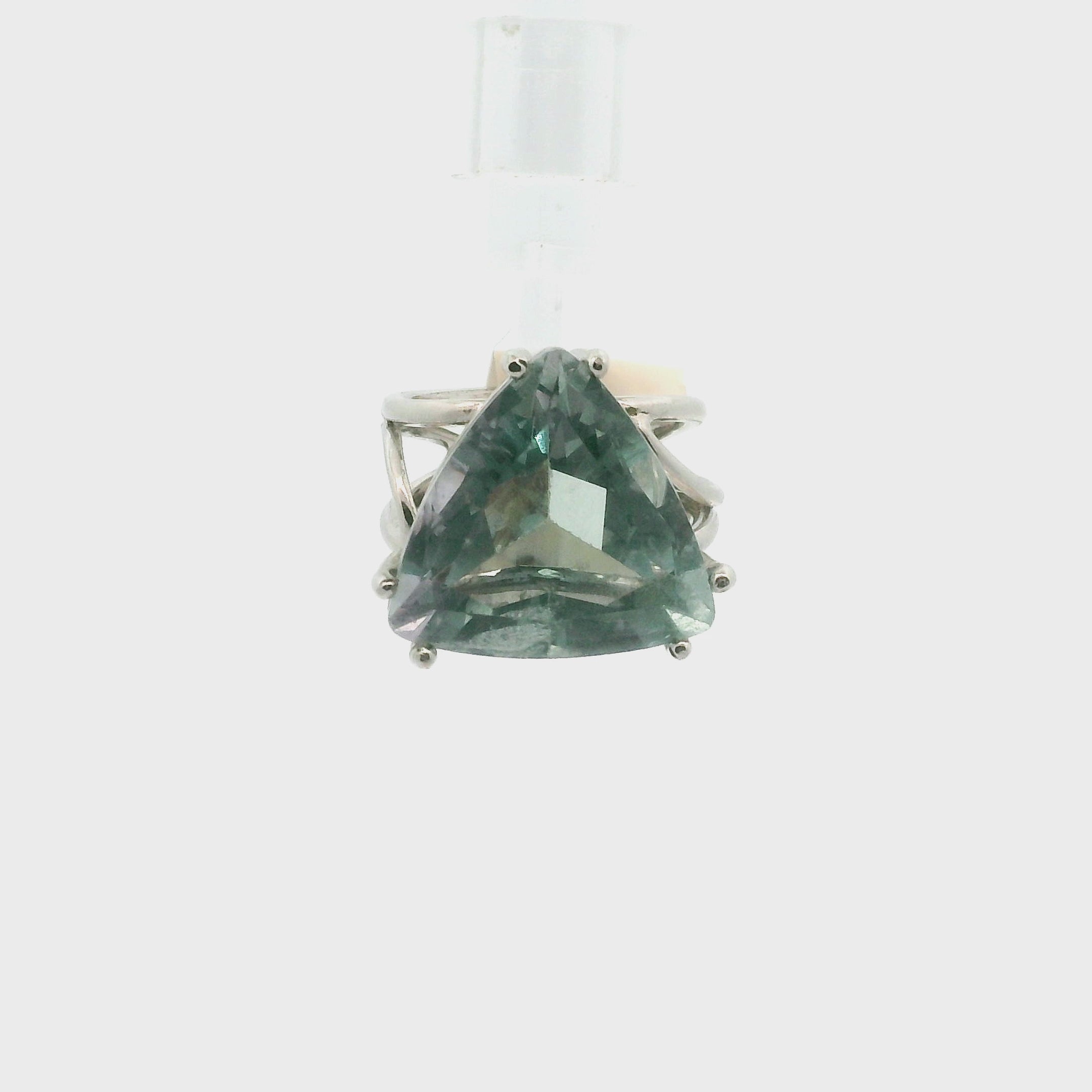 Blue Fluorite Cuff Ring .925 Silver for Wisdom and Clarity
