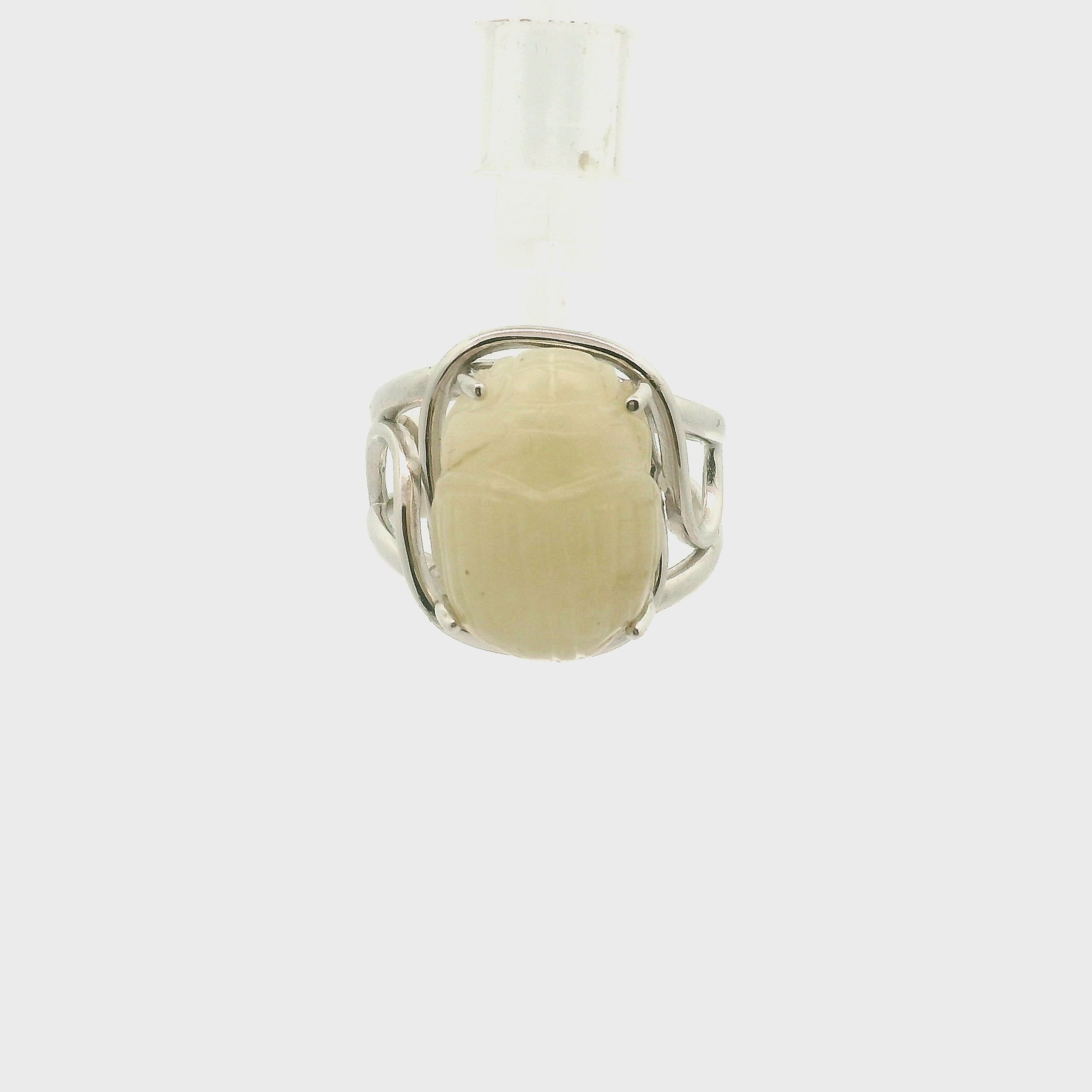 Libyan Desert Glass Scarab Cuff Ring .925 Silver for Confidence, Manifestation and Personal Power