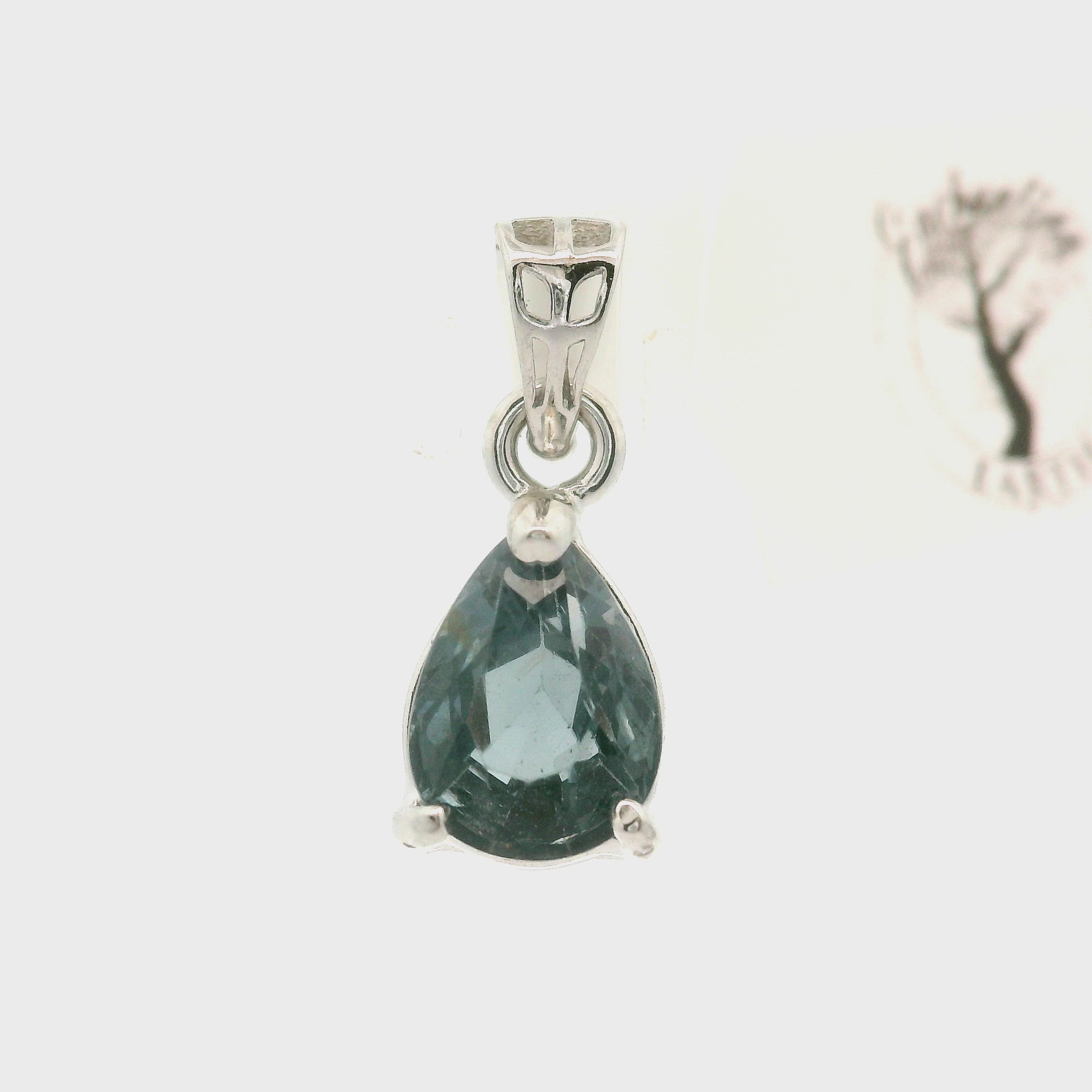 Blue Grey Spinel Pendant .925 Silver for Mystery and Intuition