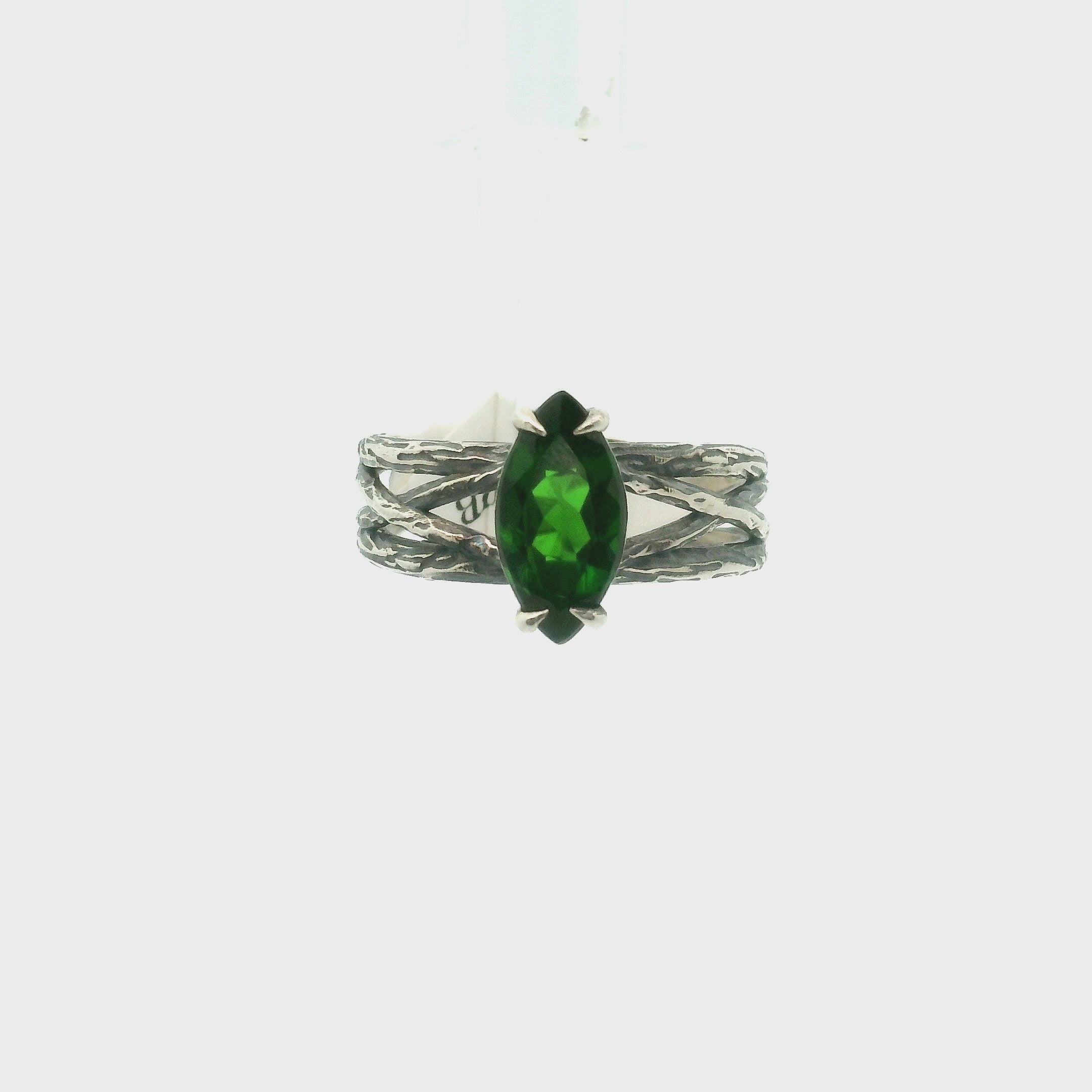 Chrome Diopside Bad Witch Cuff Ring .925 Silver for Embracing Love, Healing and Balance