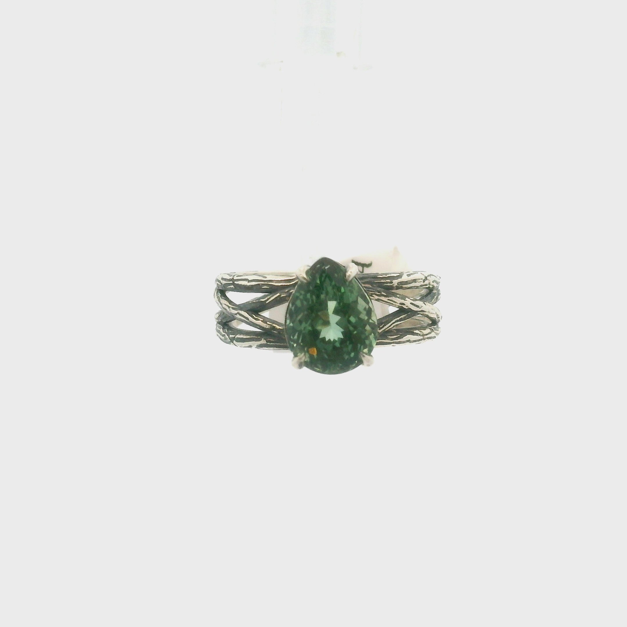 Green Apatite Bad Witch Cuff Ring .925 Silver for Self-Love, Compassion and Openness