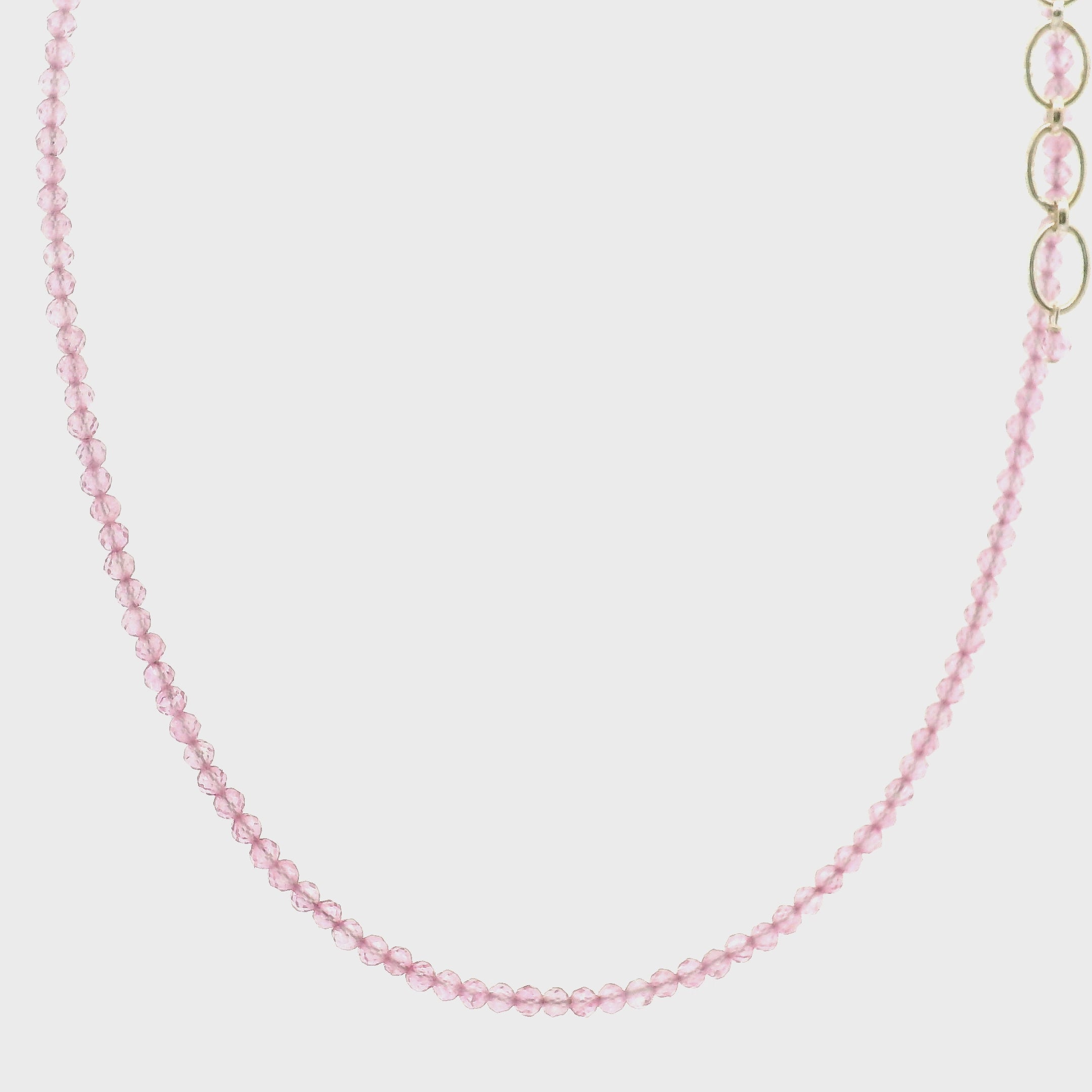 Pink Topaz Micro Faceted Necklace 925 Silver for Compassion and Relaxation