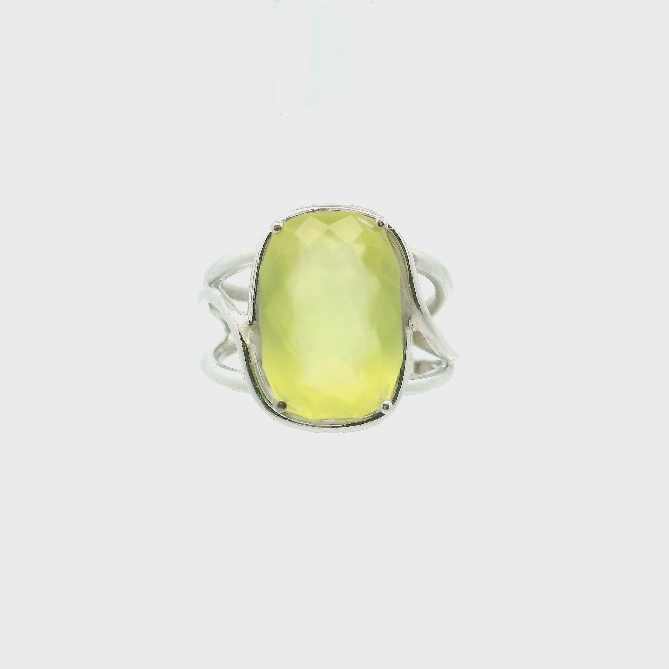 Austrailian Prehnite Cuff Ring .925 Silver for Heart Healing and Rejuvenation