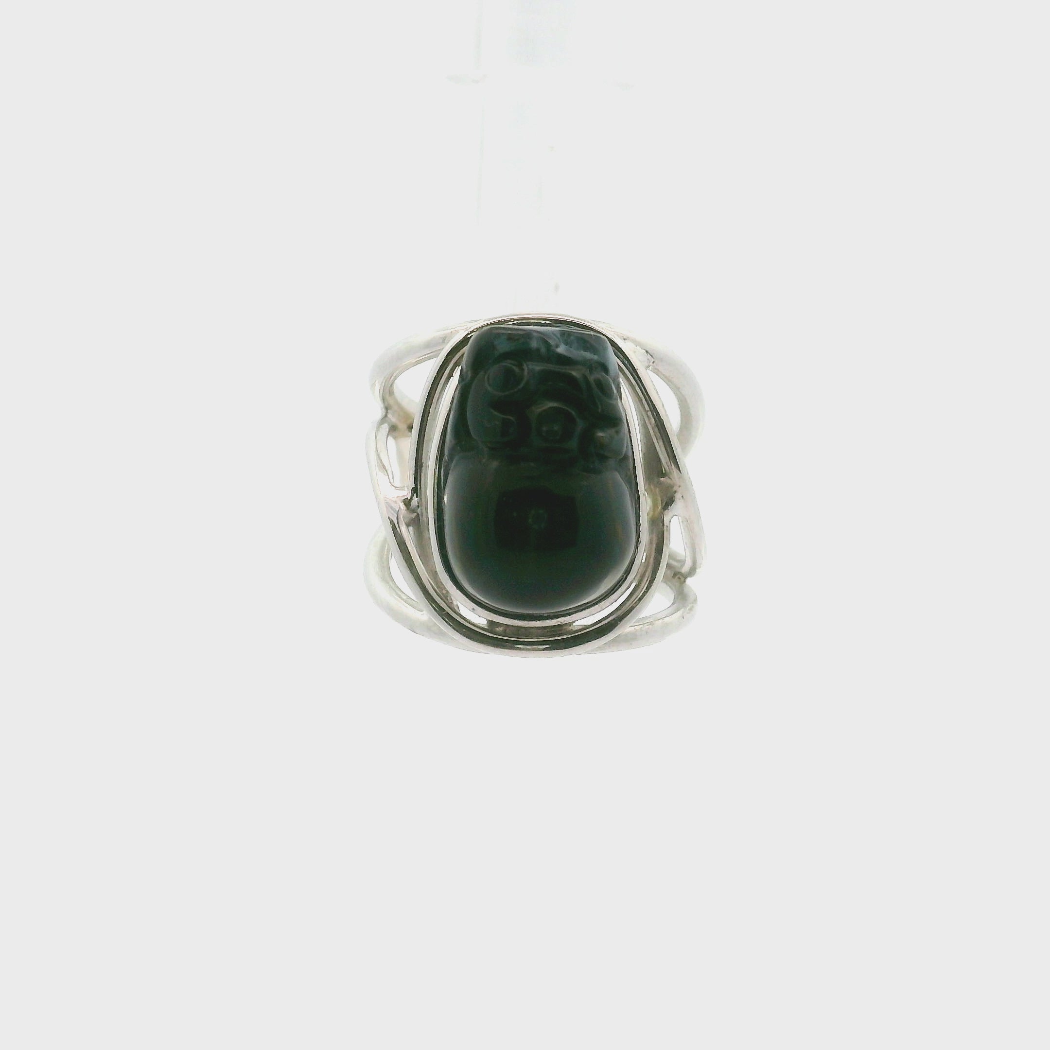 Pietersite Pixiu Cuff Ring .925 Silver for Intuition, Transformation and Willpower
