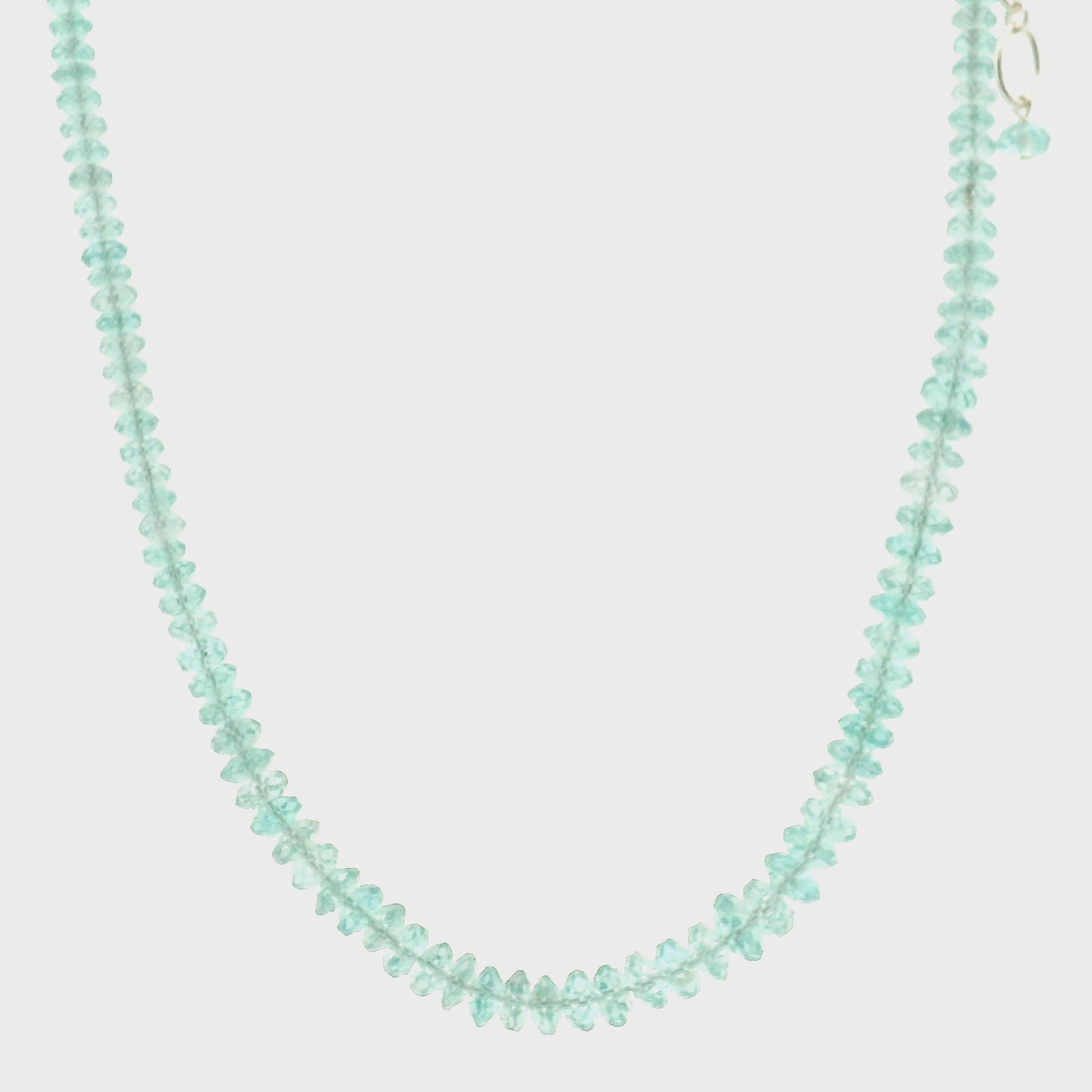 Blue Apatite Faceted Rondelle Necklace 925 Silver for Intuition and Clarity