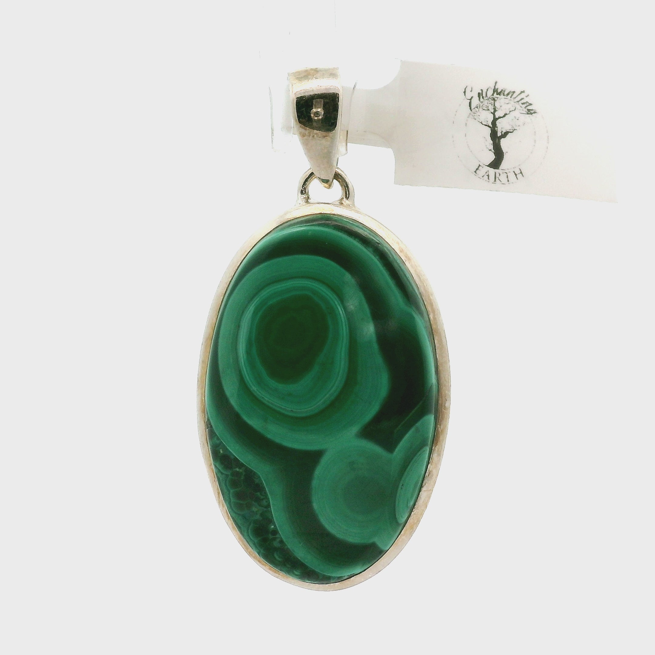 Malachite Pendant .925 Silver for Abundance, Luck and Transformation