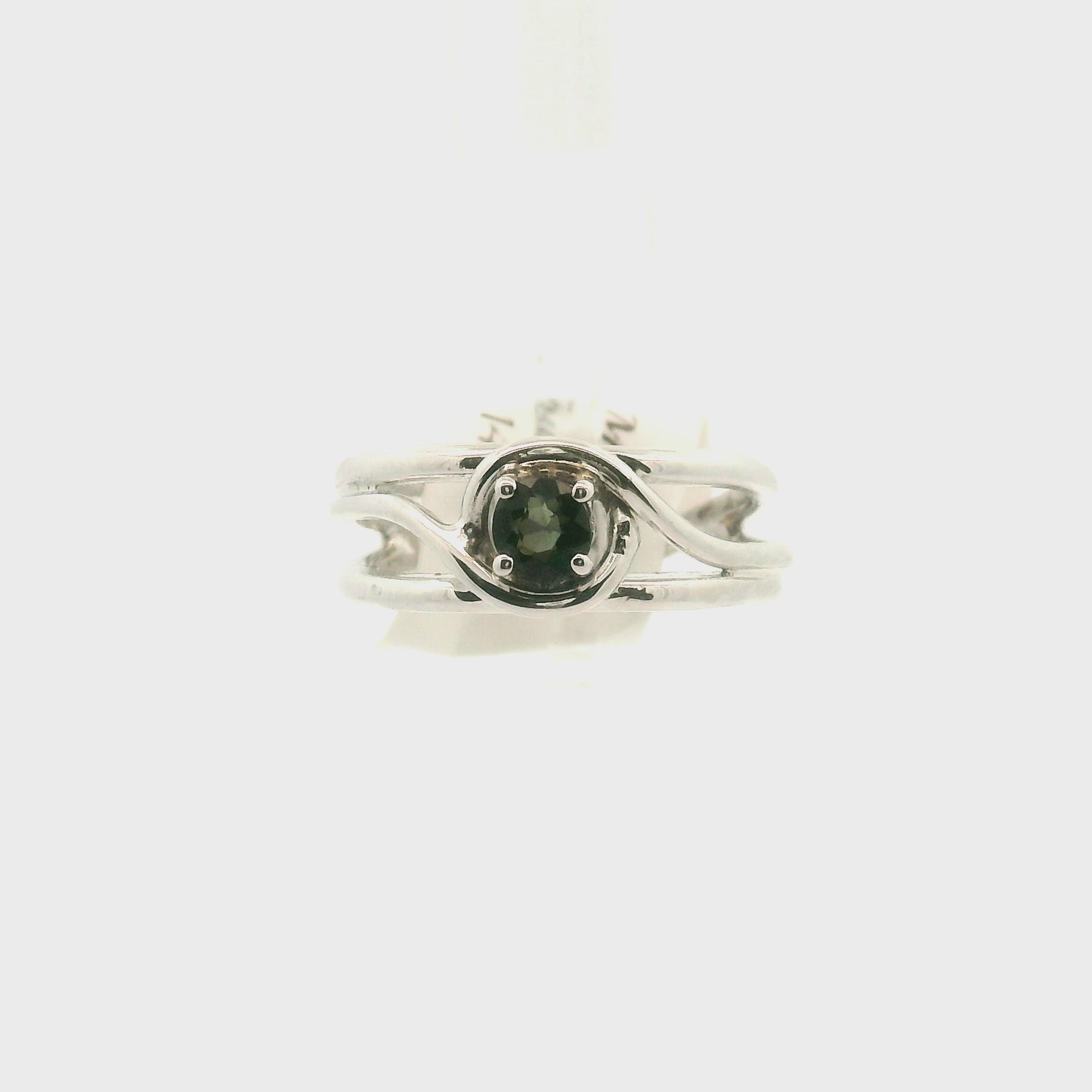 Midnight Tourmaline Midi Cuff Ring .925 Silver for Protection and Grounding