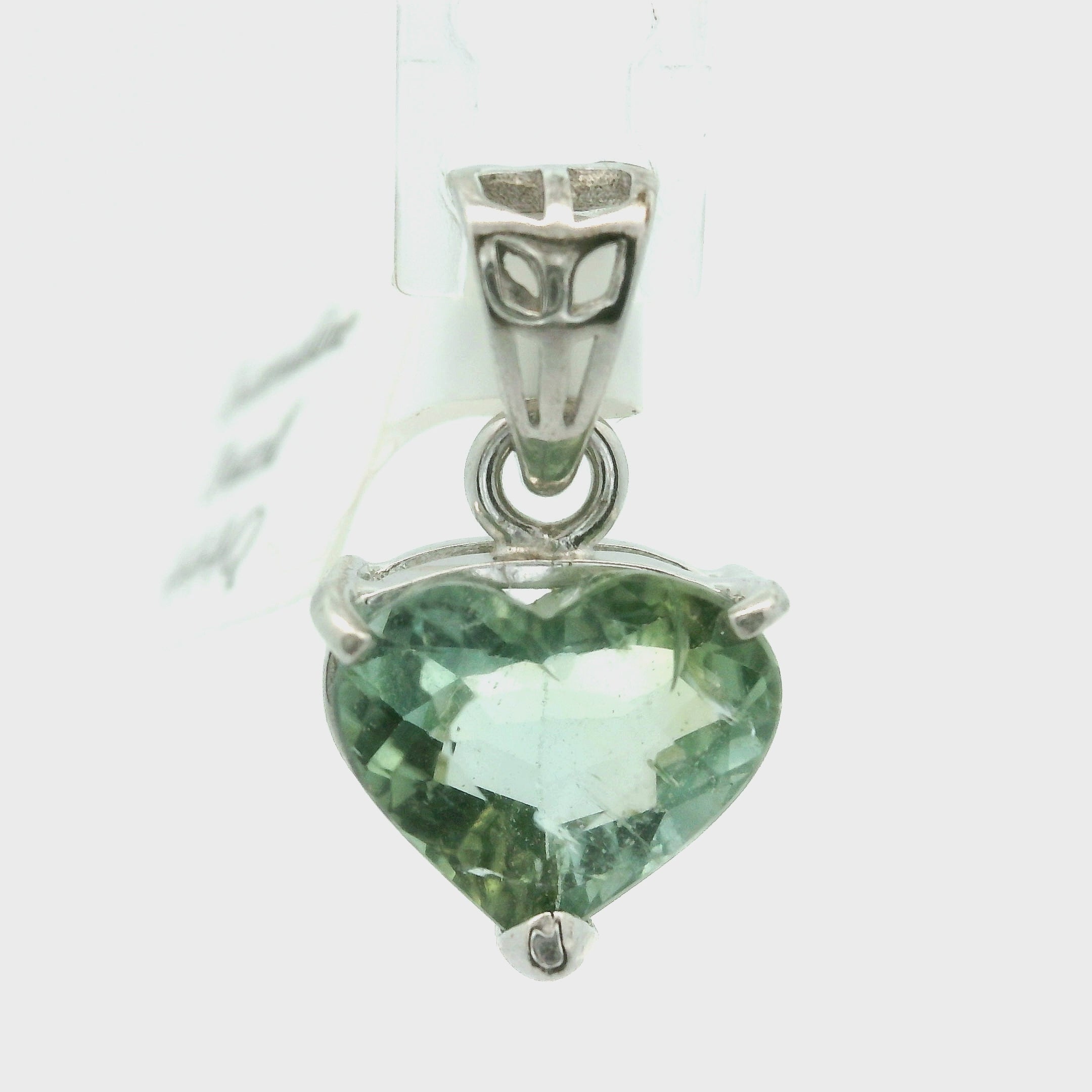 Green Tourmaline Heart Pendant .925 Silver for Removing Insecurities and Helping Inspire Creativity