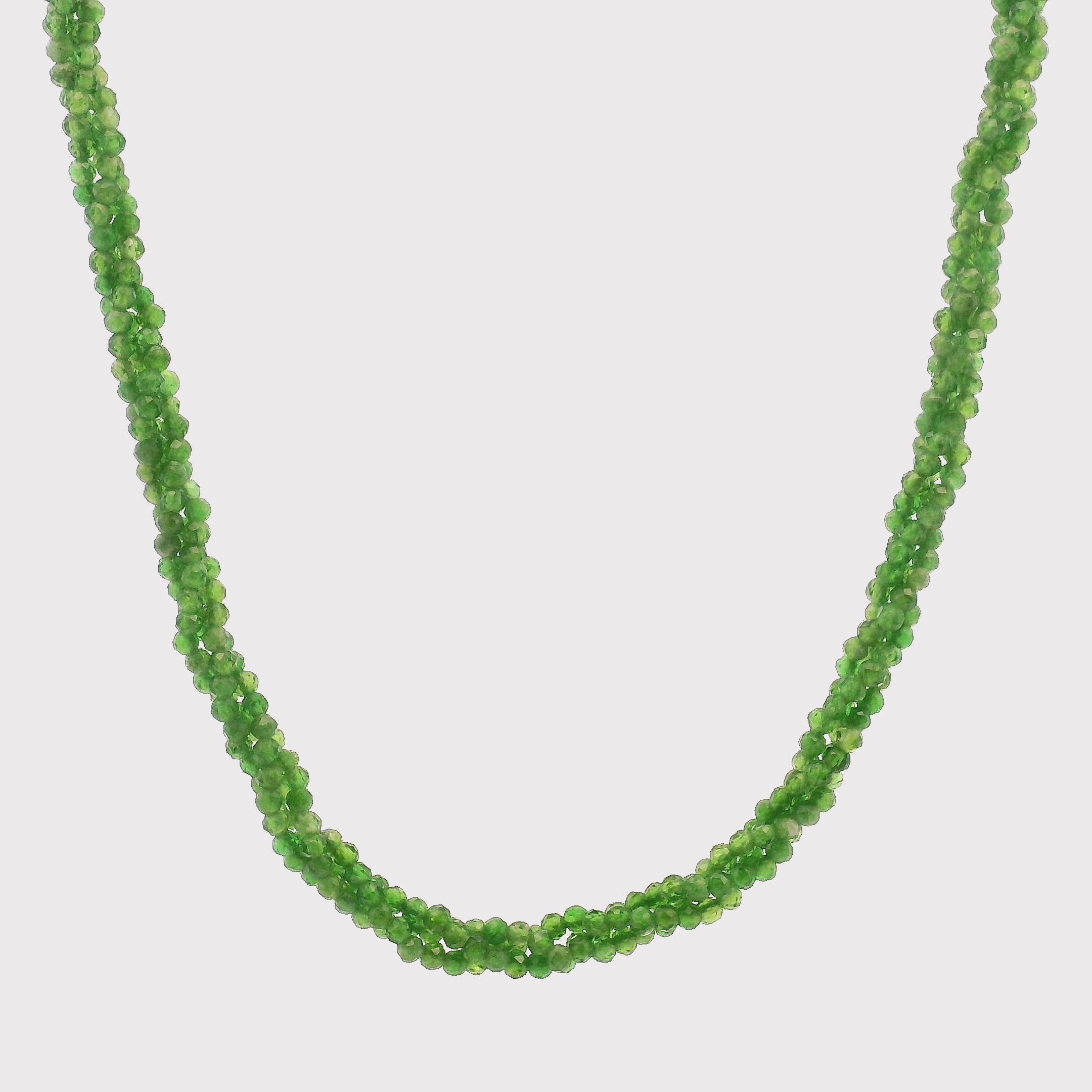 Chrome Diopside Braided Micro Faceted Necklace for Emotional Healing and Forgiveness