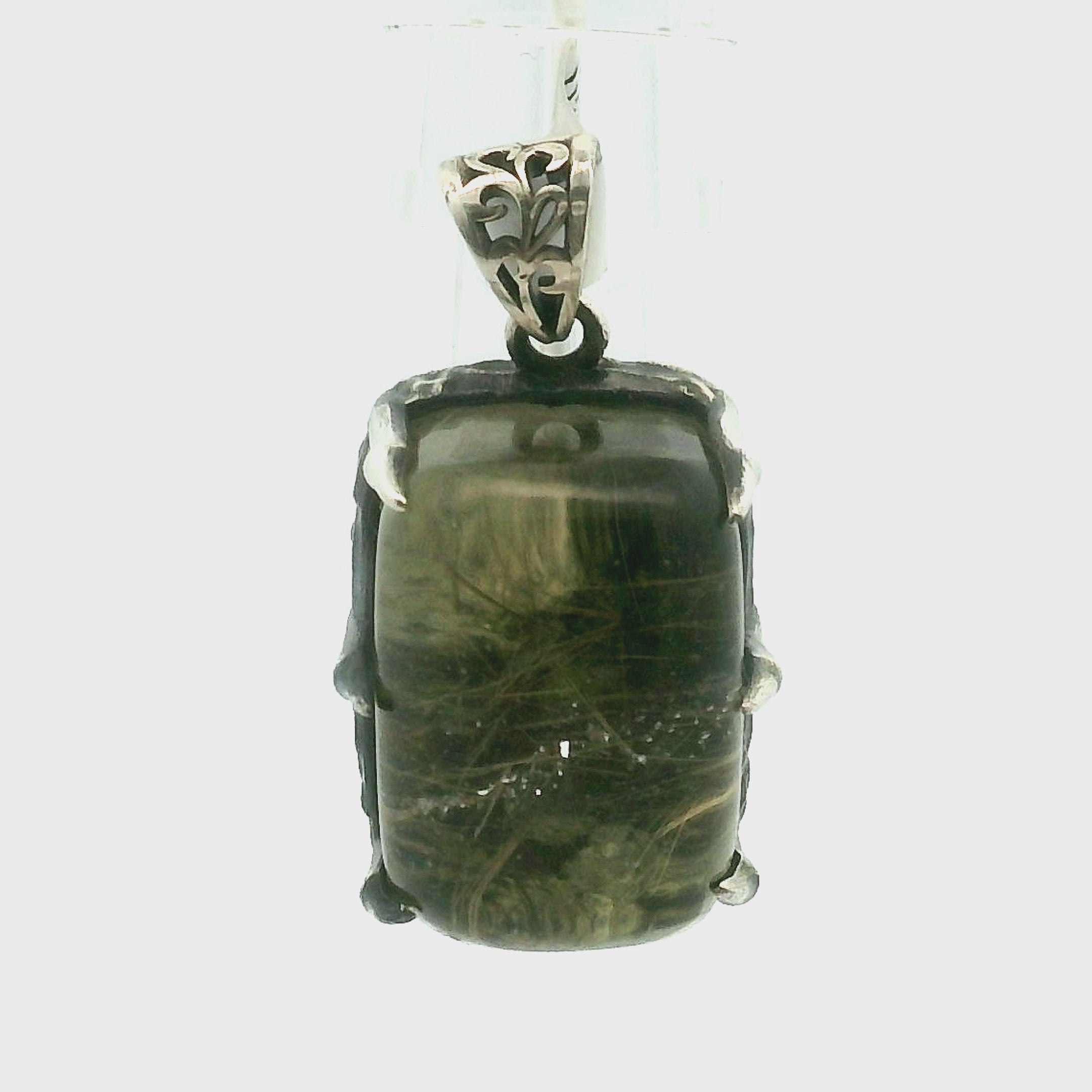 Gold Rutile Bad Witch Pendant .925 Silver for Insight, Meditation & Shamanic Journey