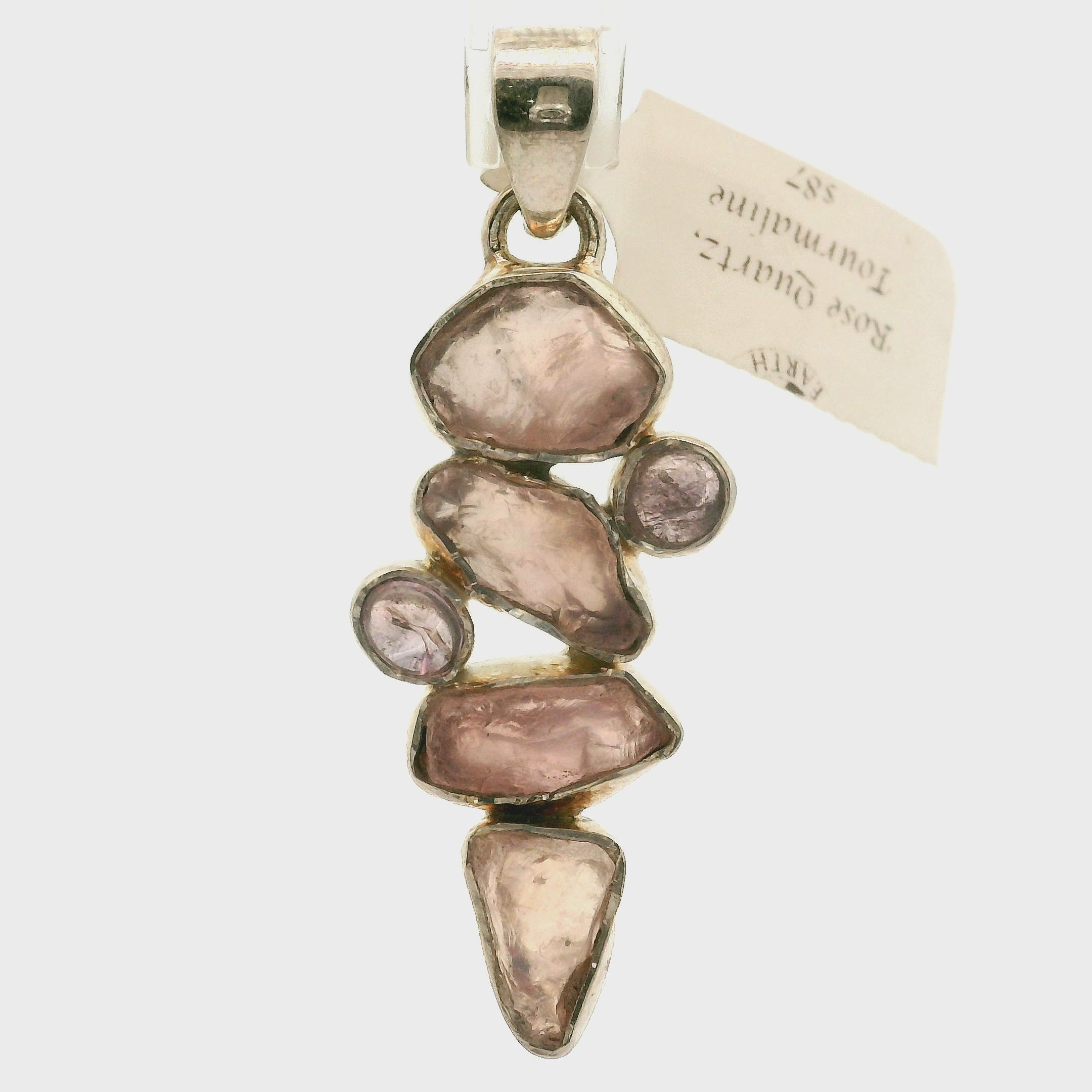 Rose Quartz Multi-Stone Pendant .925 Silver for Compassion, Emotional Release and Healing