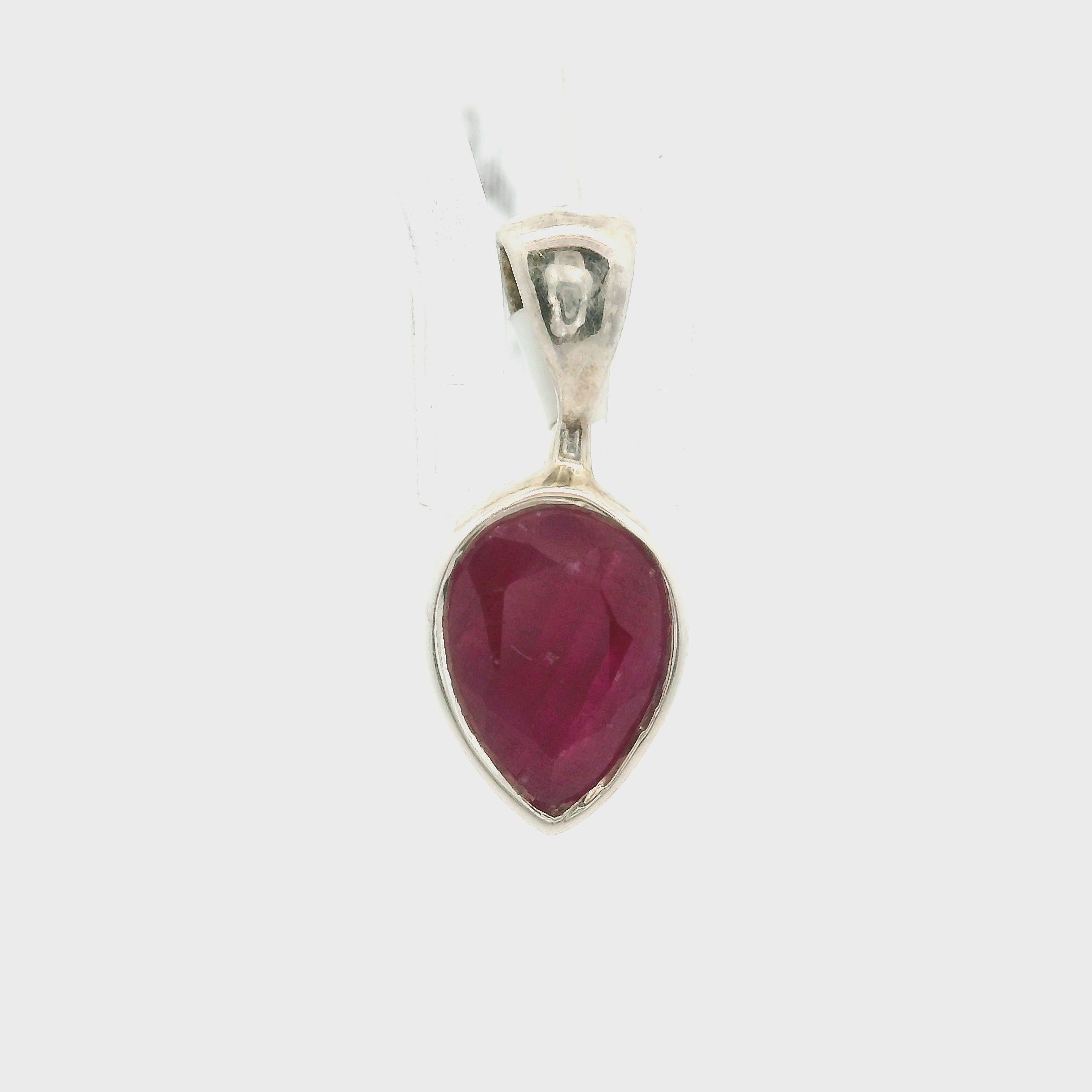 Ruby Faceted Mini Pendant .925 Silver for Confidence, Empowerment, Passion and Success